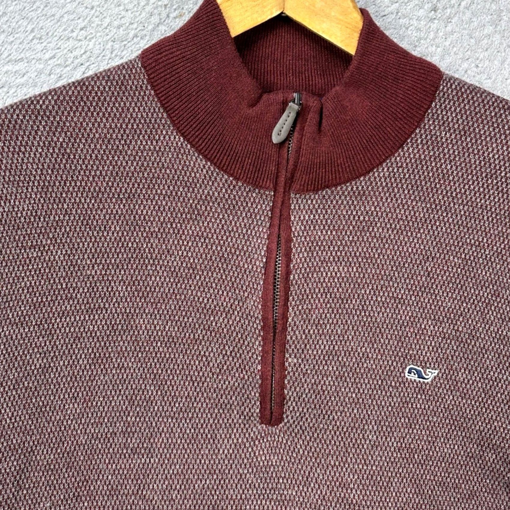 Vineyard Vines Vineyard Vines Merino Wool Sweater Pullover Mens Large Burgundy Knit Quarter Zip Shirt Size US L / EU 52-54 / 3 - 4 Thumbnail