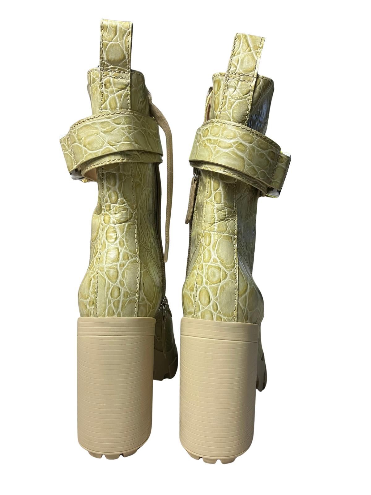 Other Schutz Roslyn Croc Embossed Platform Boots Buckle Green Sz 8 Size US 8 / IT 38 - 3 Thumbnail