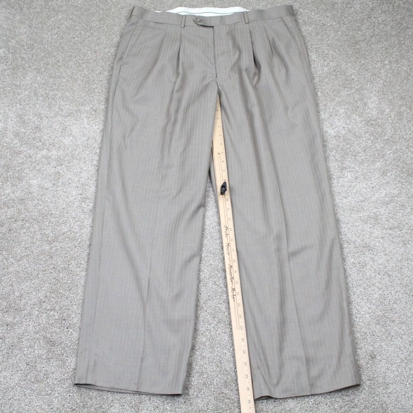 Vintage Zandello Dress Pants Mens 36 Regular Beige Pleated Rayon/Polyester Straight Leg Dress Pants Mens 36 Beige 90s Style Size US 36 / EU 52 - 3 Thumbnail