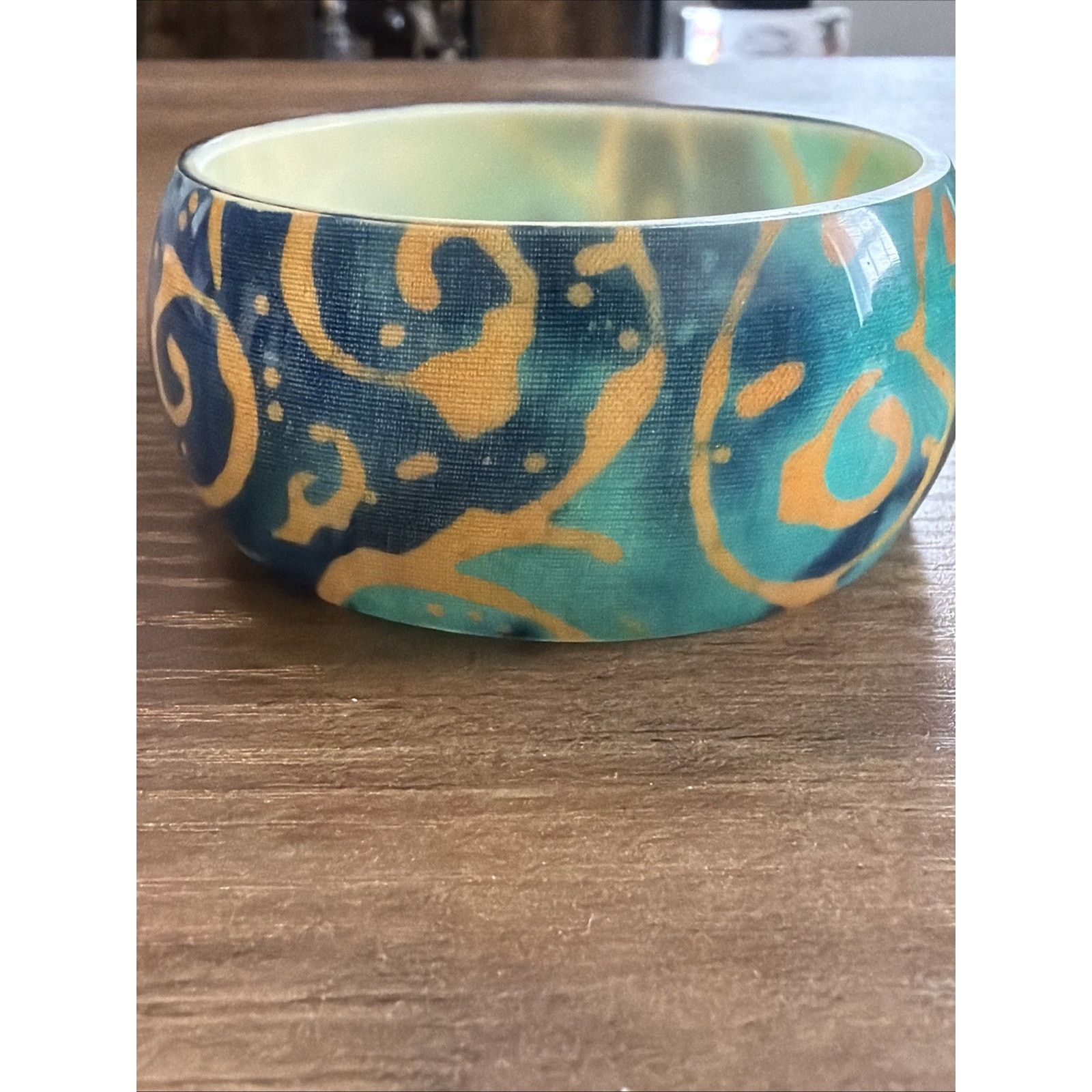 Other Bangle Bracelet Shaped Teal Blue Gold Tone Jewelry Size ONE SIZE - 6 Thumbnail