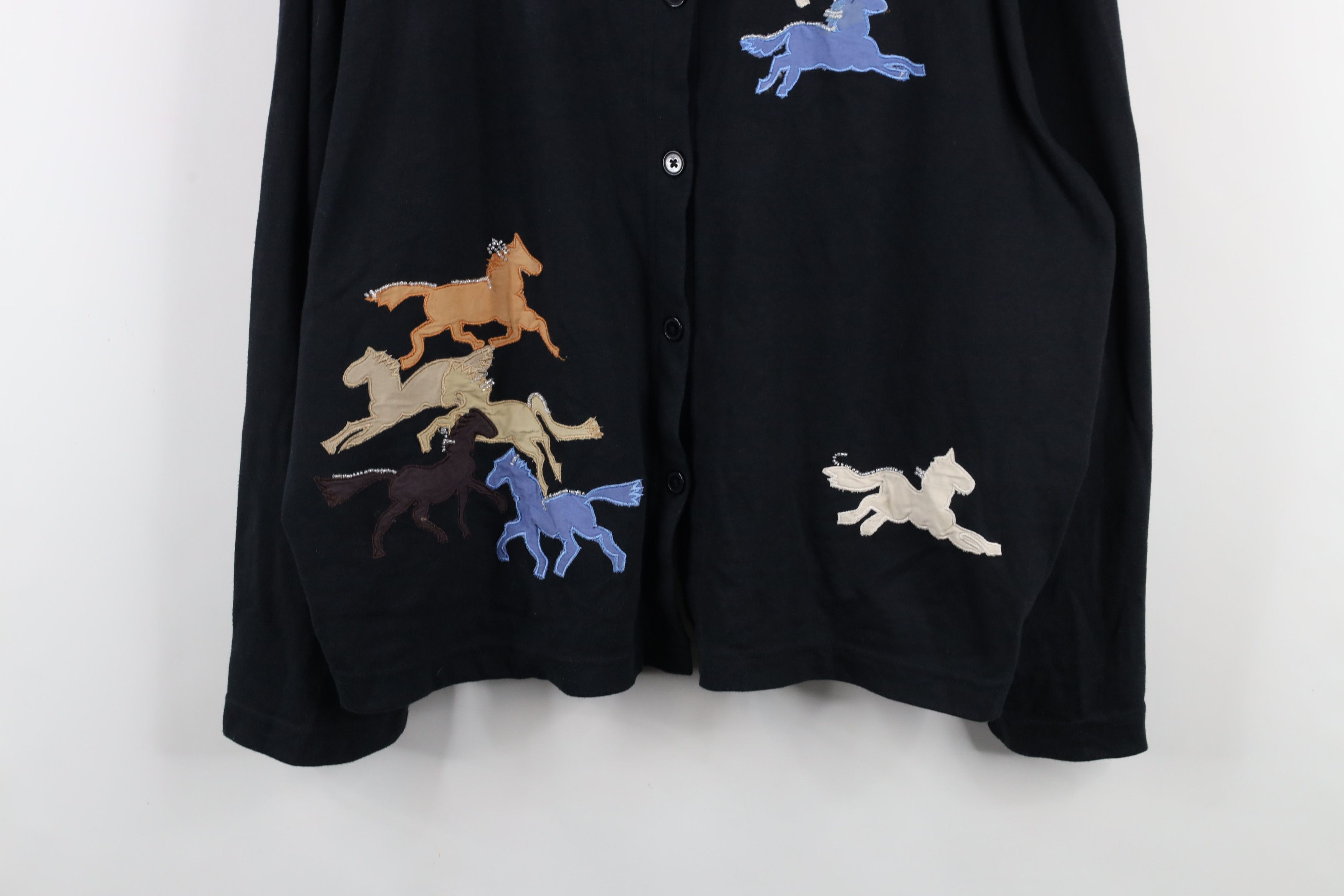 Vintage Vintage 90s Equestrian Lightweight Button Cardigan Sweater Size 3XL / US 20-22 - 3 Thumbnail
