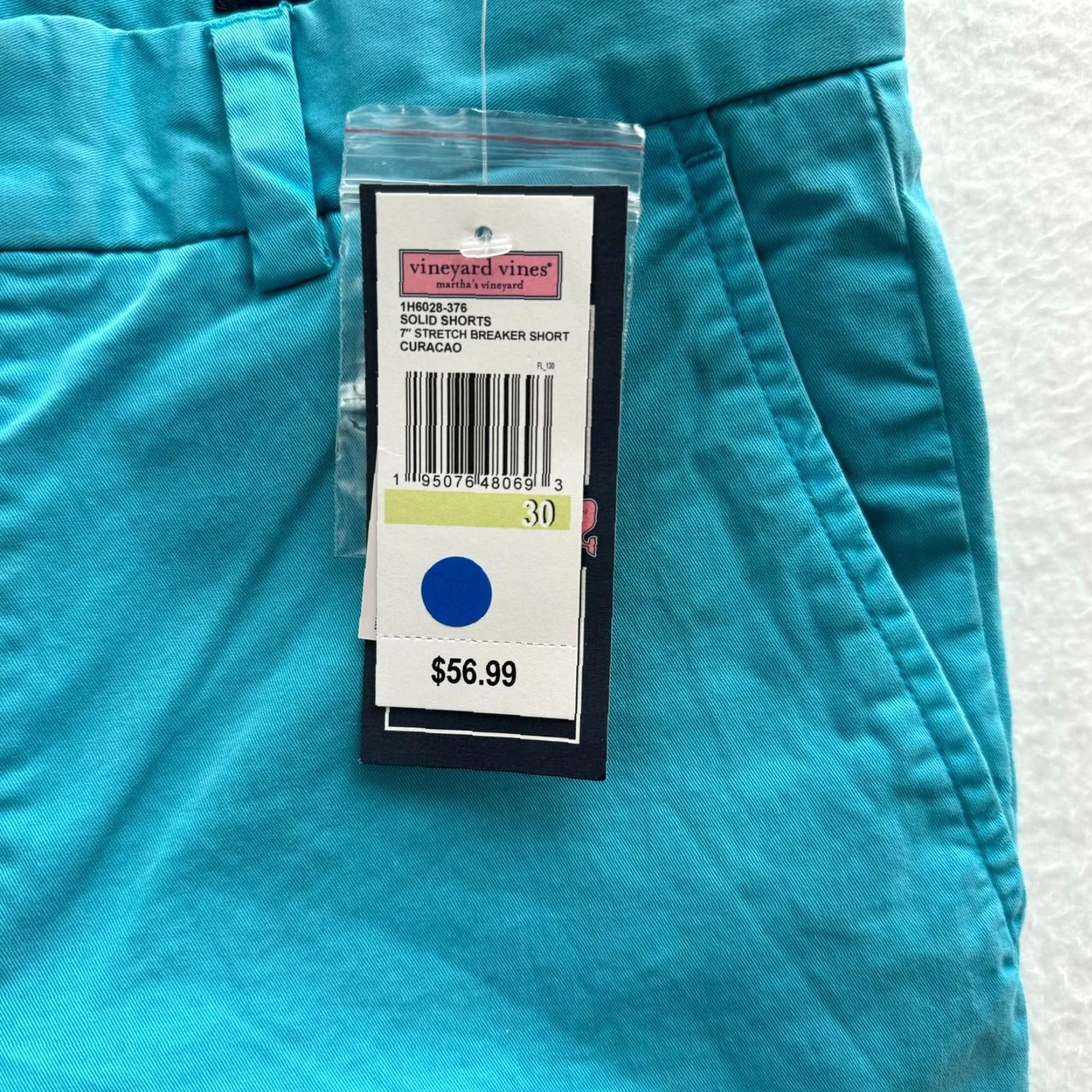 Vineyard Vines Vineyard Vines Men Short 30 Inseam 7 Classic Fit Breaker Blue Cyan Chino Flat Front Regular Size 30 NWT Size US 30 / EU 46 - 4 Thumbnail