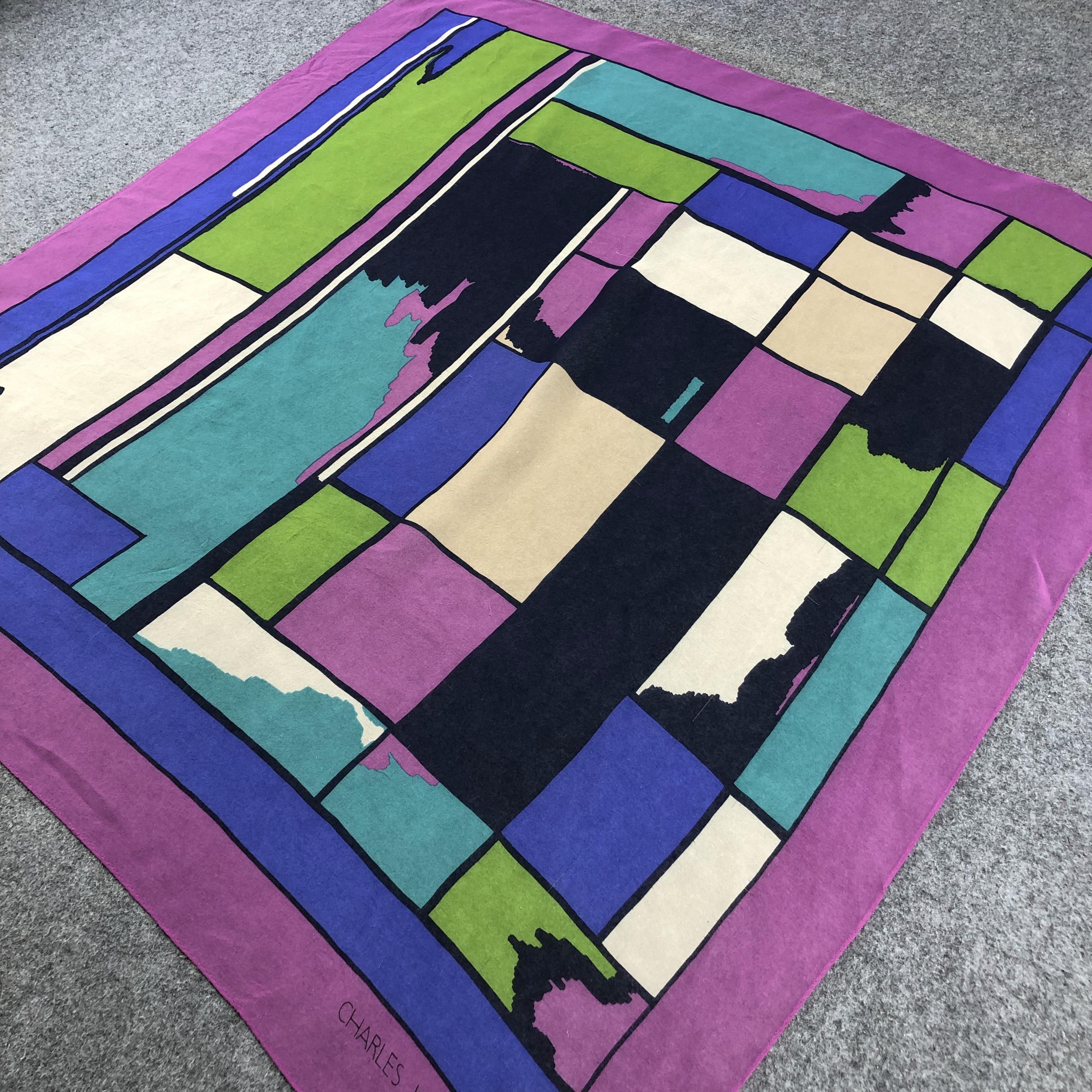 Charles Jourdan Vintage Charles Jourdan Slit Thread Abstract Silk Scarf M357 Size ONE SIZE - 3 Thumbnail