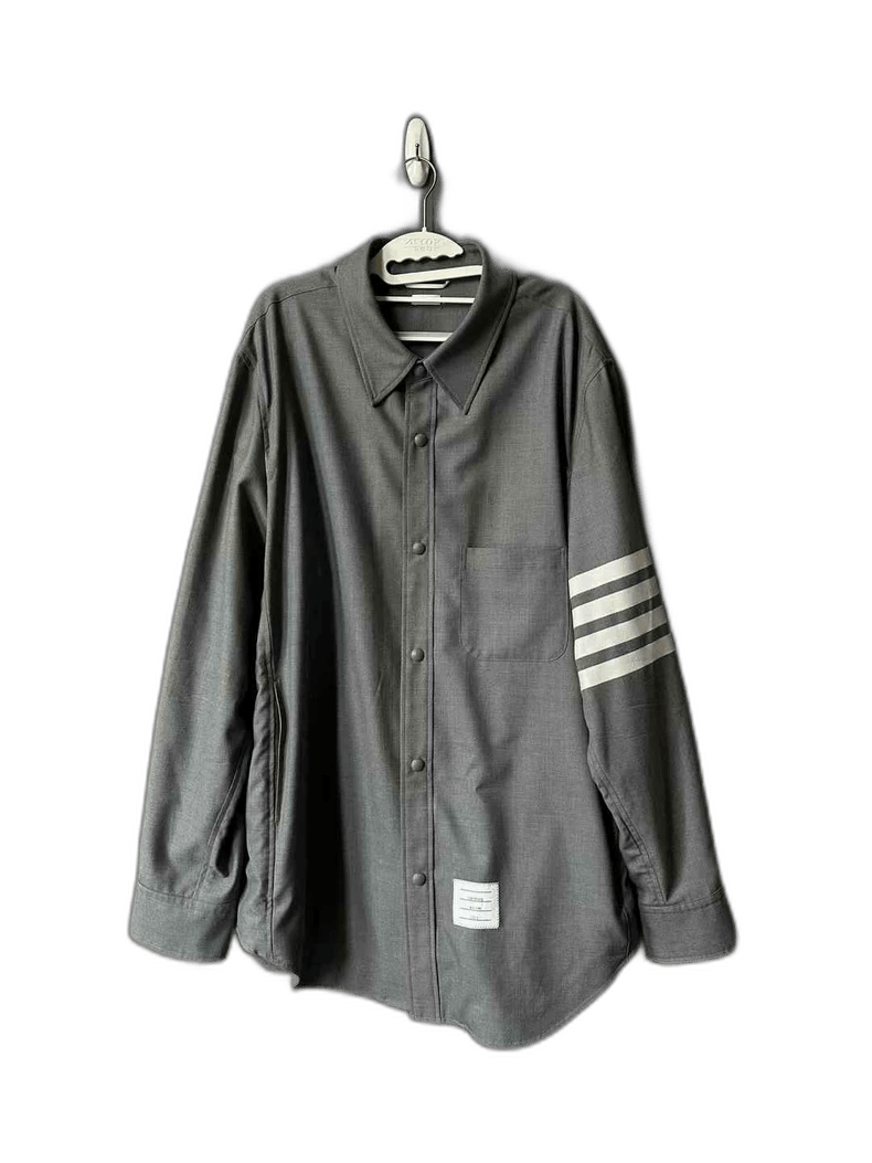 Thom Browne Thom Browne Gray Wool Shirt Jacket Size US L / EU 52-54 / 3 - 1 Thumbnail