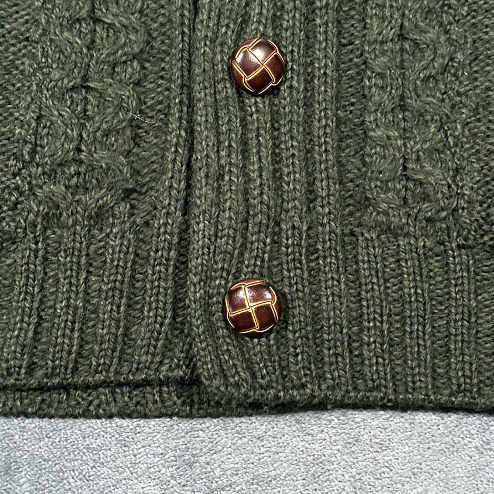Market Aran Sweater Market Women's Cardigan Sweater Large Green Cable Knit Merino Wool Outdoor Classic Size L / US 10 / IT 46 - 4 Thumbnail
