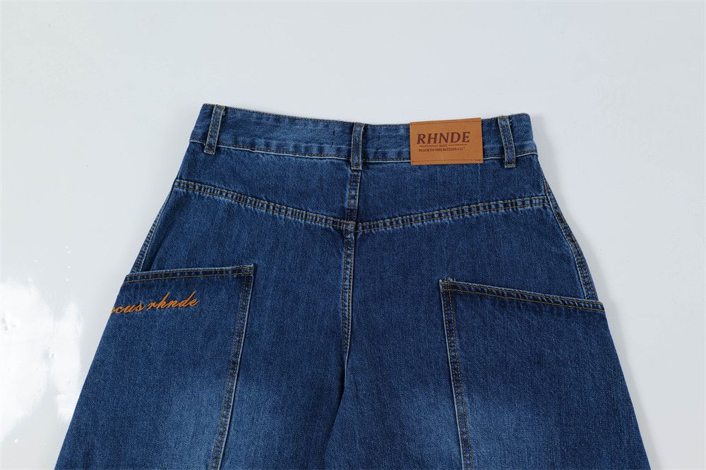 Japanese Brand Men's loose wide-leg pants embroidered pocket machete jeans Size US 32 / EU 48 - 5 Thumbnail