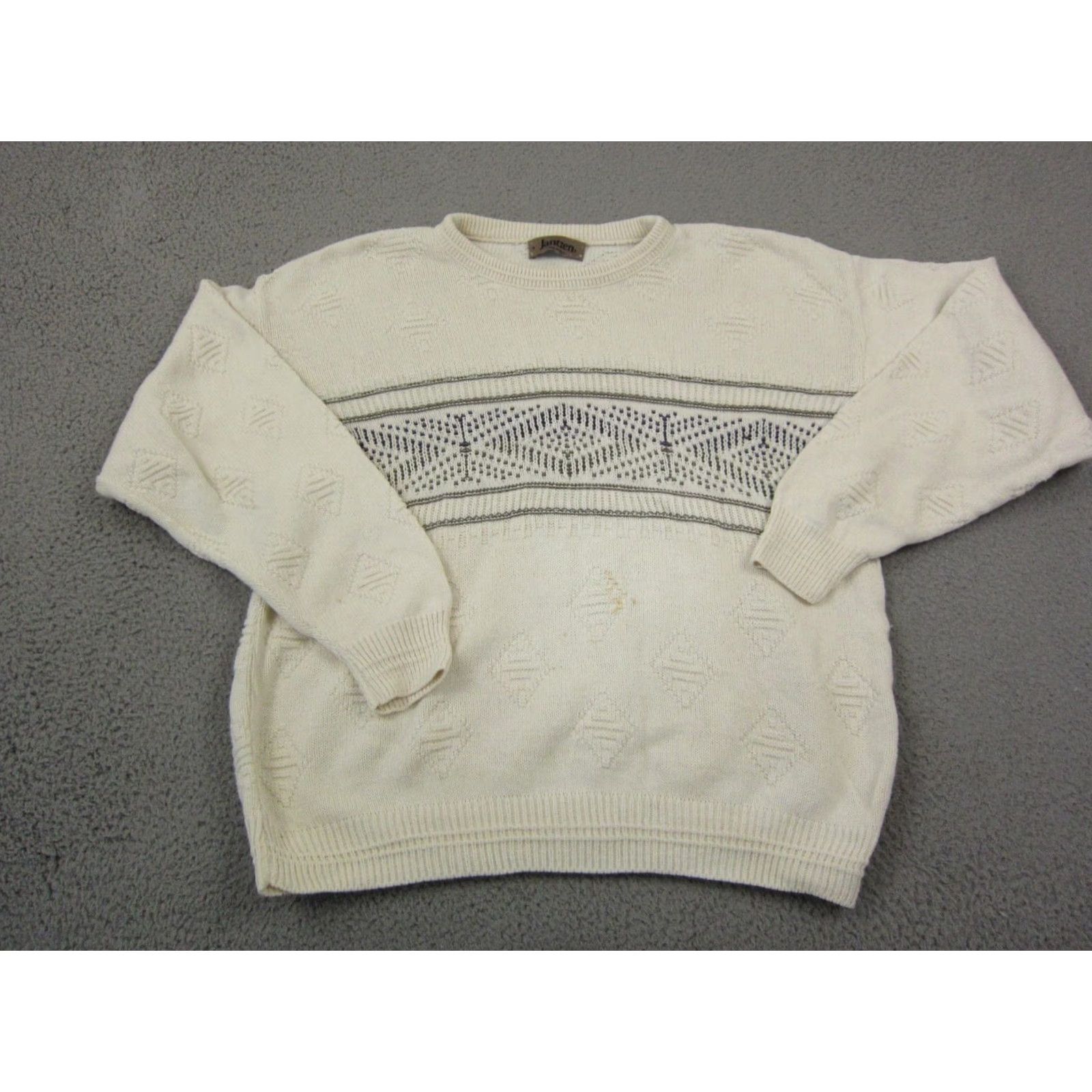 Jantzen VINTAGE Jantzen Sweater Mens Regular Medium Beige Knit Crew Neck pullover 80s 90s Outdoor All Seasons Size US L / EU 52-54 / 3 - 2 Thumbnail