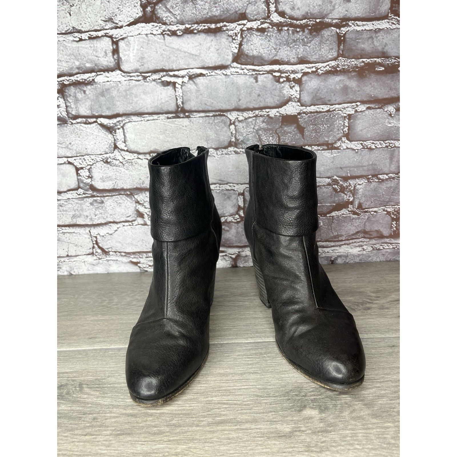 Rag & Bone Rag Bone Newbury Black Leather Stacked Heel Ankle Booties Wo Size US 8 / IT 38 - 22 Thumbnail