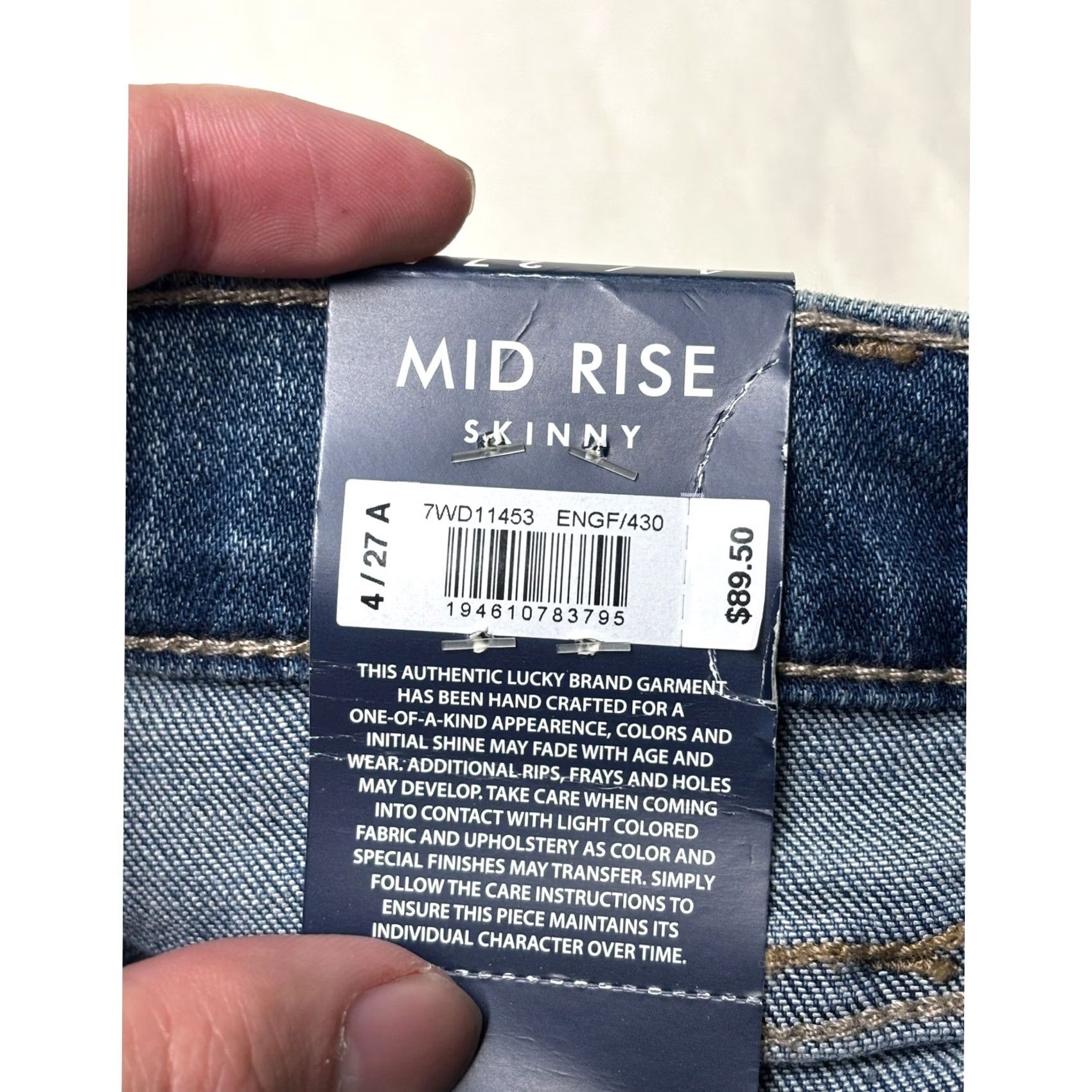 Lucky Brand NWT Lucky Brand Ava Mid Rise Skinny Ankle Jeans Blue Frayed Hem Womens 4/27 L26 Size 27" / US 4 / IT 40 - 5 Thumbnail