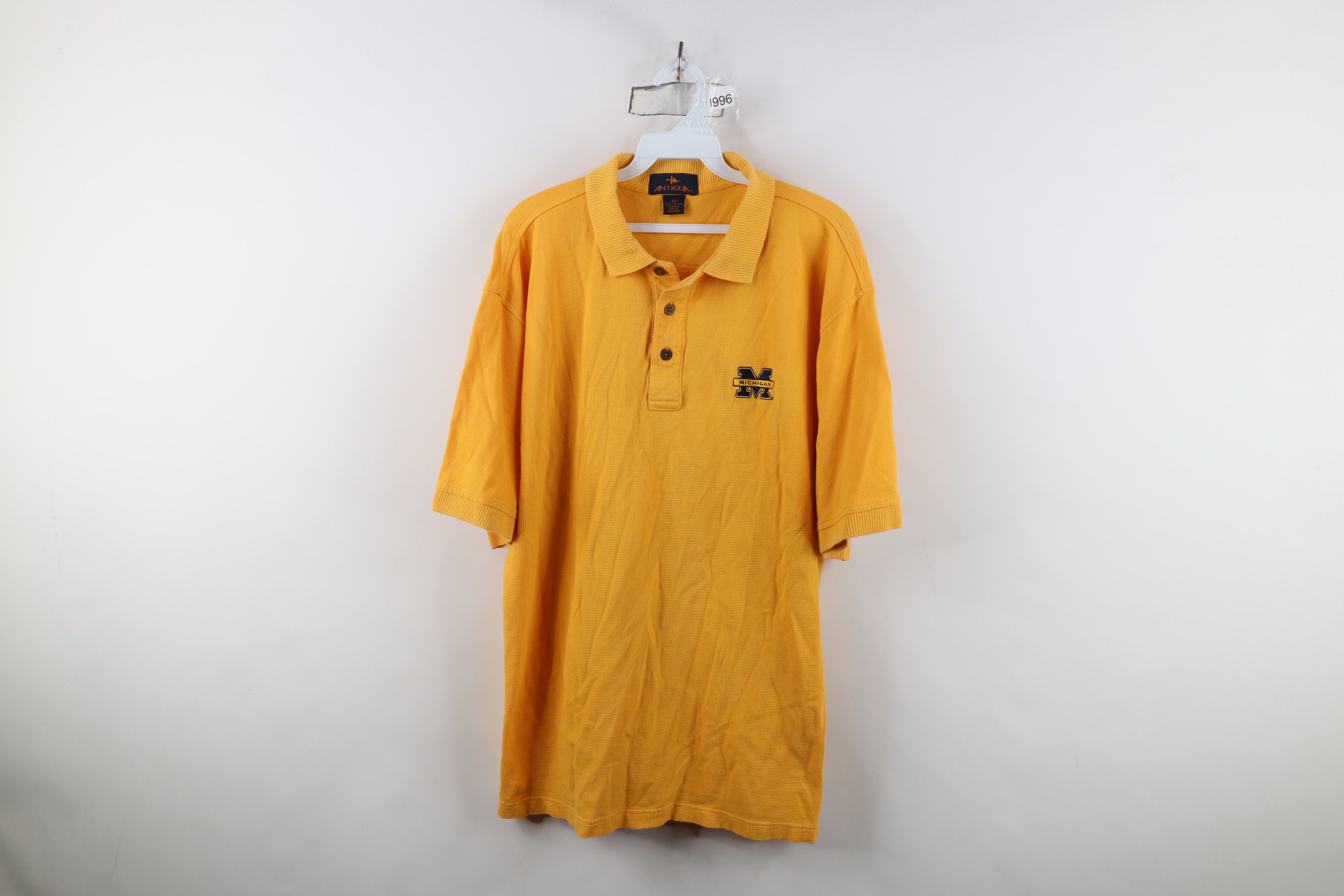 Vintage Vintage 90s University of Michigan Thermal Knit Golf Polo Size US M / EU 48-50 / 2 - 1 Thumbnail