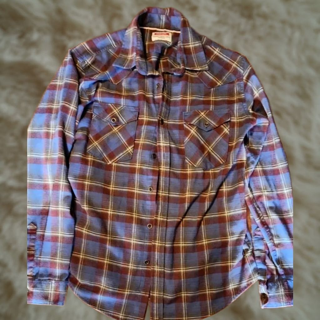 Wrangler Wrangler Mens Western Flannel Shirt M Heavyweight Blue/Maroon Size US M / EU 48-50 / 2 - 1 Thumbnail