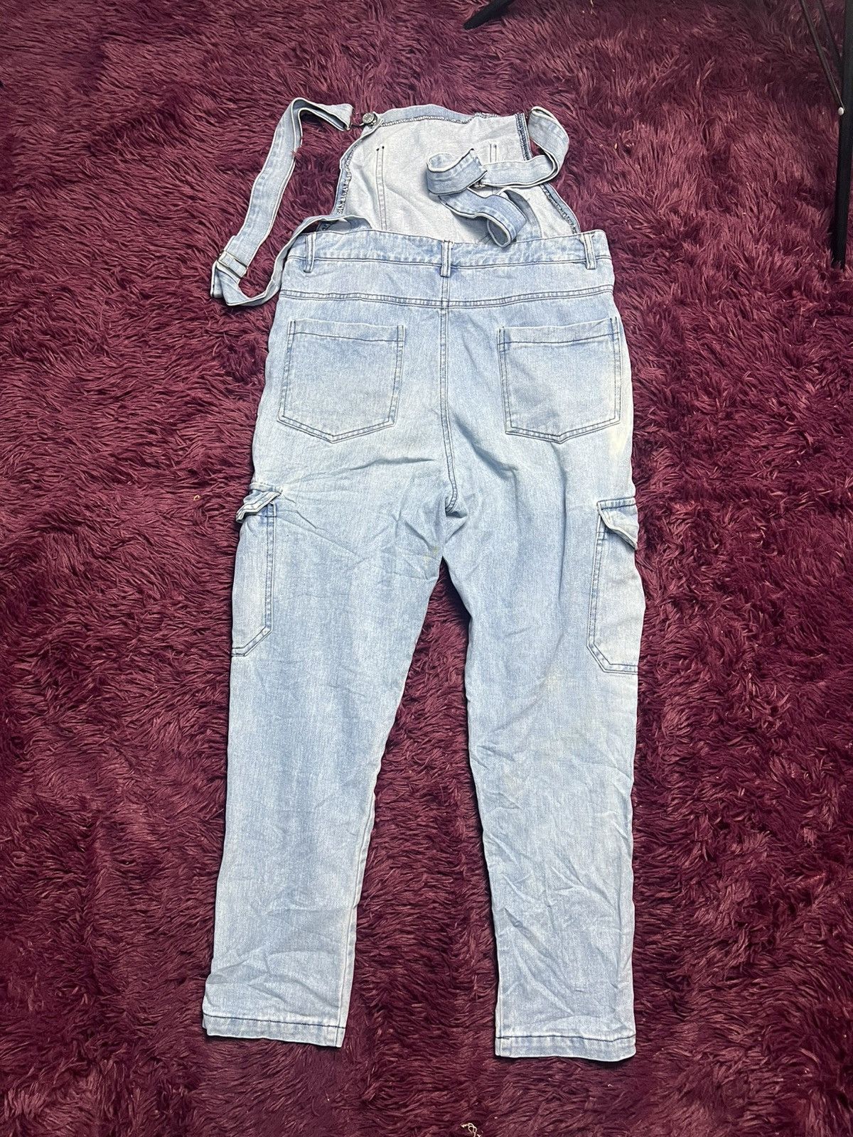 Japanese Brand Cnsuncae Men’s Blue Denim Cargo Overalls (47) Size US 33 - 2 Thumbnail