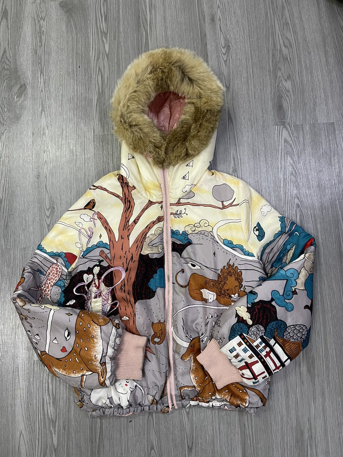 Tsumori Chisato Issey Miyake Silk Reversible Padded Fur Hoodies Puffy Jacket Size S / US 4 / IT 40 - 3 Thumbnail