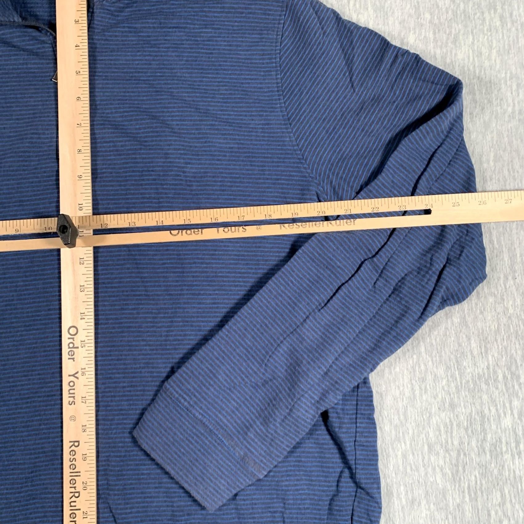 Vintage Tasc Performance Mens XL Blue Striped Quarter Zip Bamboo Blend Pullover Sweater Size US XL / EU 56 / 4 - 6 Thumbnail