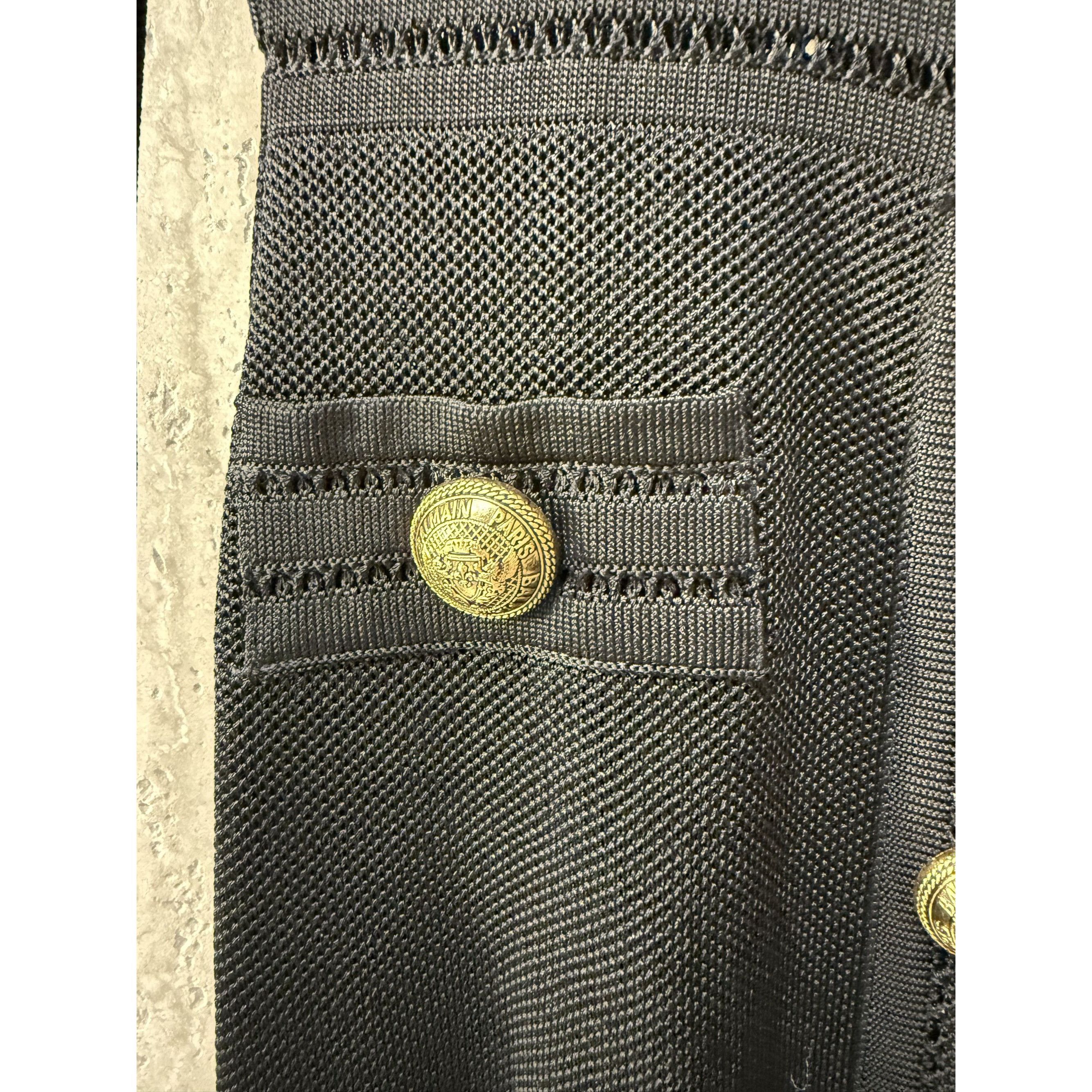 Balmain Balmain Paris Black Knit Long-Sleeve Mini Dress With Gold Bu Size XS / US 0-2 / IT 36-38 - 17 Thumbnail