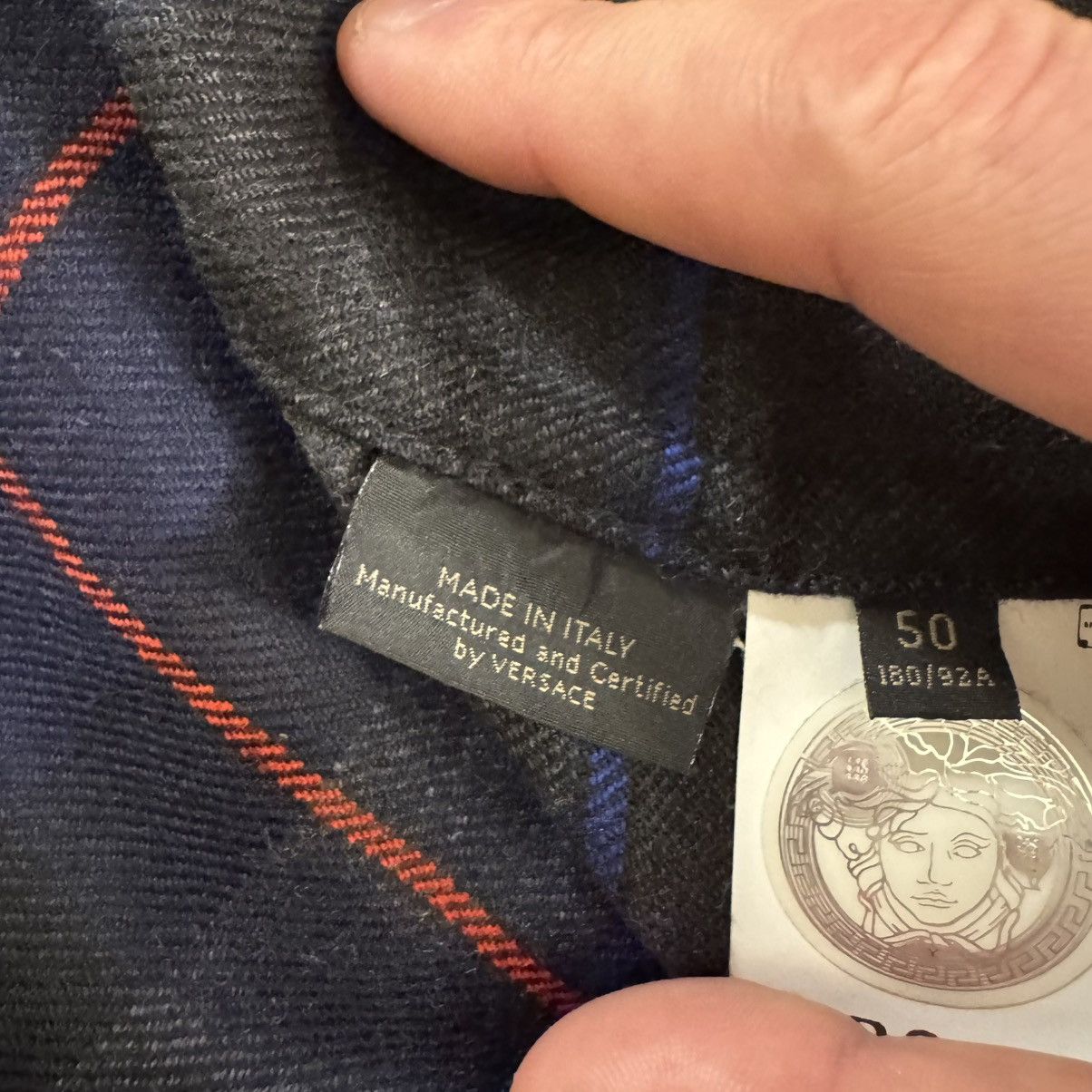 Versace Versace Wool and Leather Button-Up Blazer Size US M / EU 48-50 / 2 - 10 Thumbnail