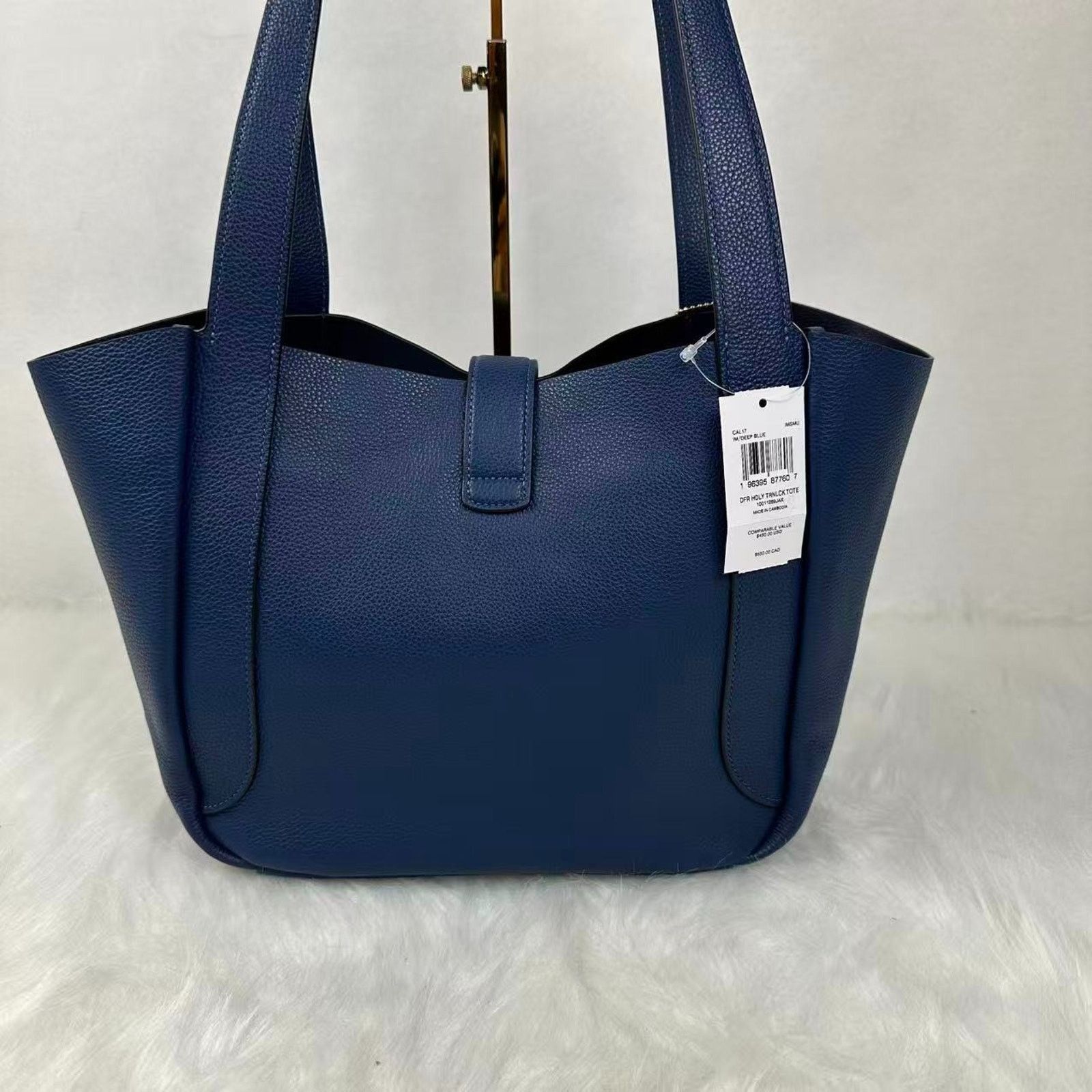 Coach Coach Hadley Turnlock Tote Bag Leather/Gold/Deep Blue CAL17 Size ONE SIZE - 5 Thumbnail