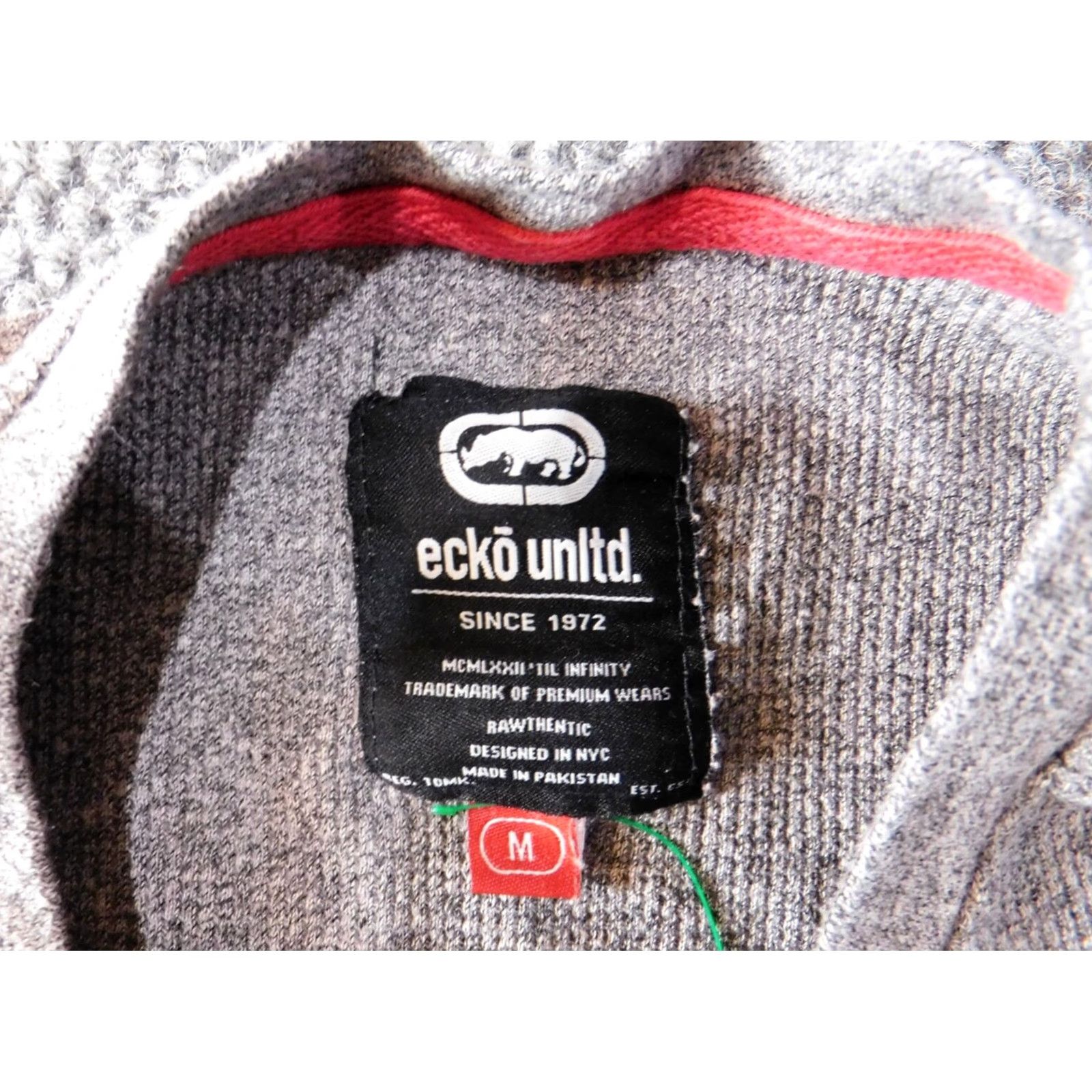 Vintage Ecko Sweater Pullover Womens Medium Gray Crew Neck Long Sleeve KC Stretch Knit Logo Classic Modern 90s? Size M / US 6-8 / IT 42-44 - 4 Thumbnail