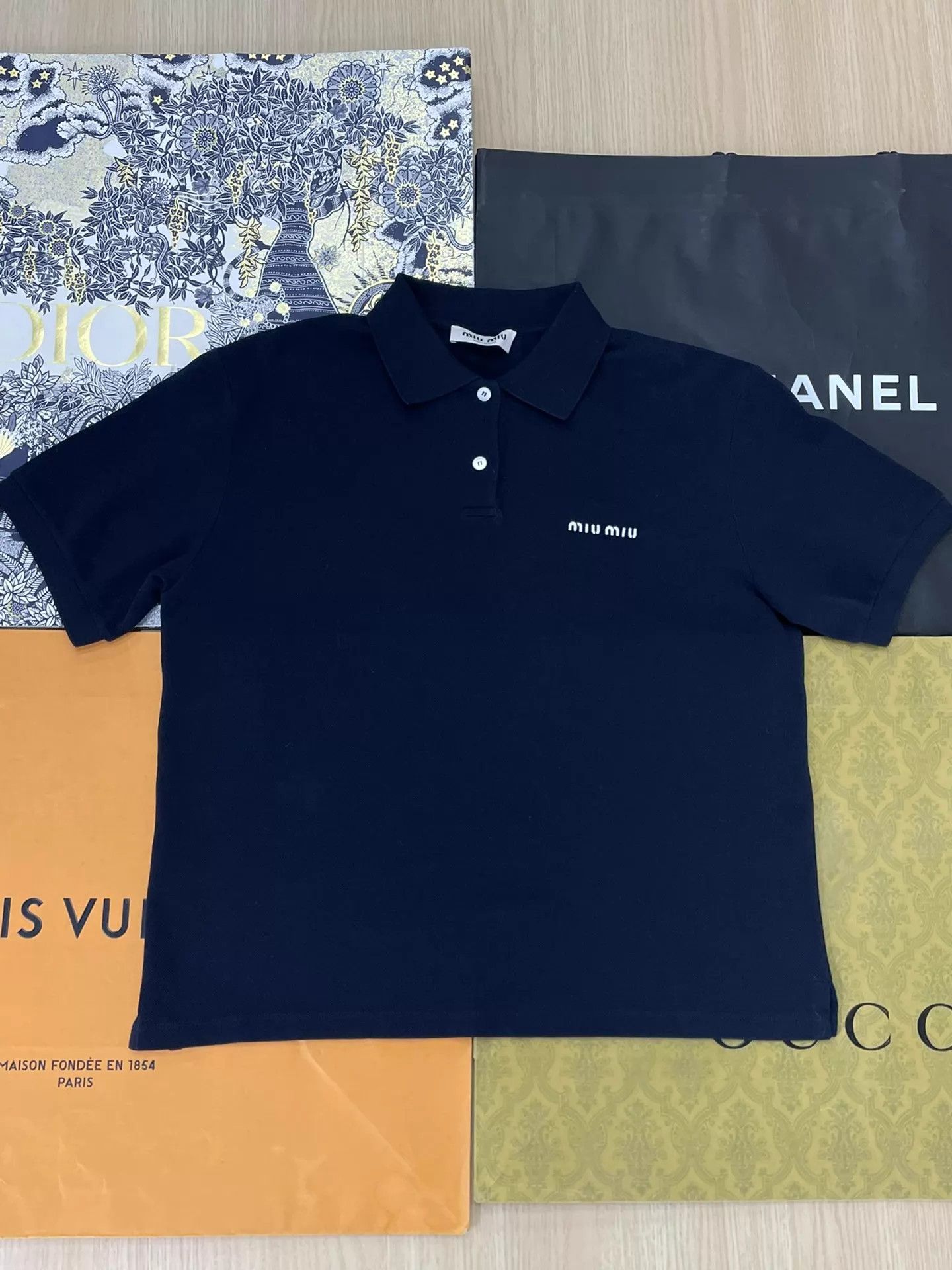 Miu Miu MIU MIU Navy Blue Collared Polo Short Sleeve Shirt M Size M / US 6-8 / IT 42-44 - 1 Thumbnail