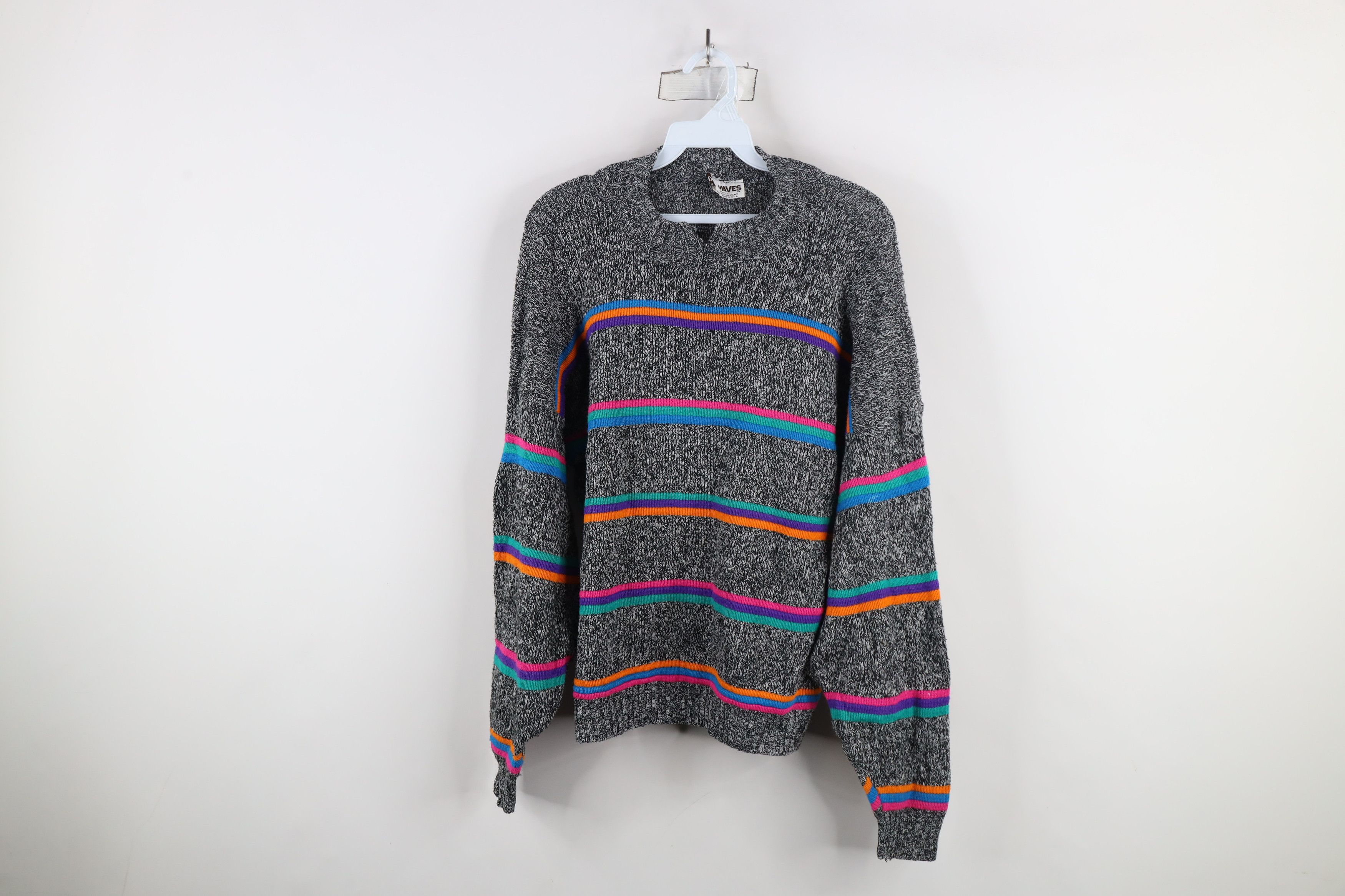Vintage Vintage 80s 90s Streetwear Rainbow Striped Knit Sweater USA Size L / US 10 / IT 46 - 1 Thumbnail