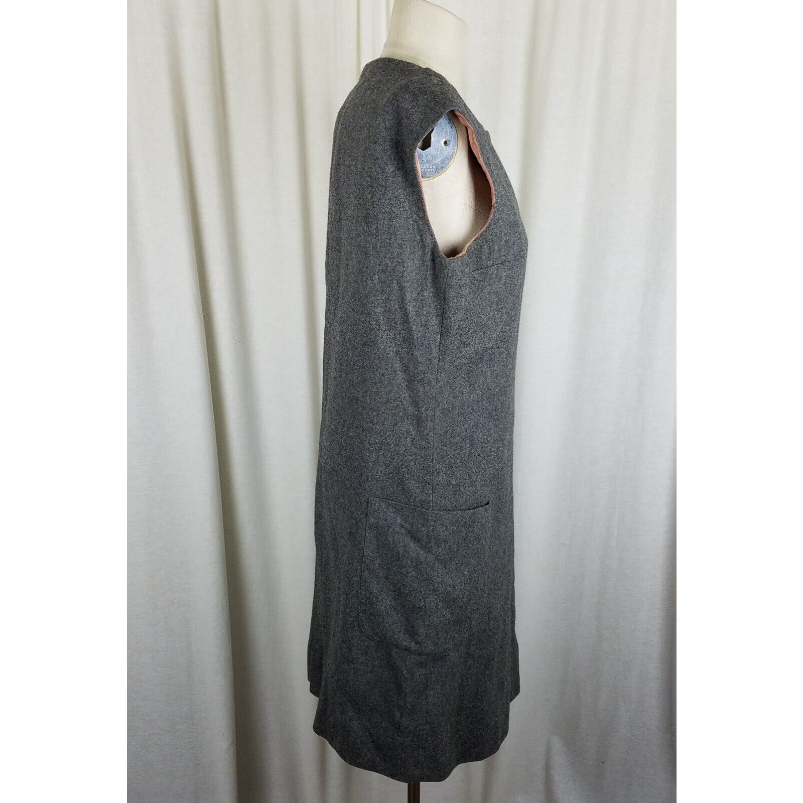 Handmade Vtg Handmade 1950s Wool Tweed Button Mod Dress M L Charcoal Size M / US 6-8 / IT 42-44 - 4 Thumbnail
