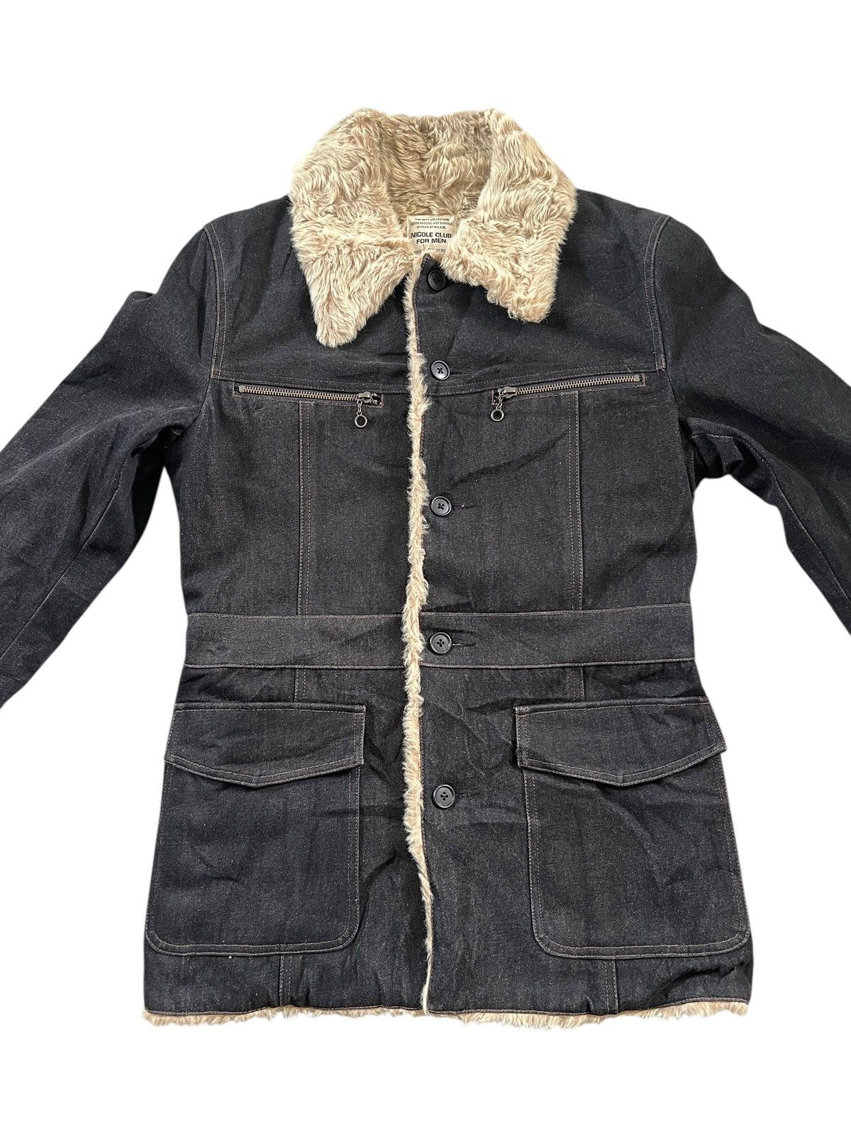 Japanese Brand 1990s Nicole Club For Men Fur Denim Chore Jacket Size US L / EU 52-54 / 3 - 5 Thumbnail