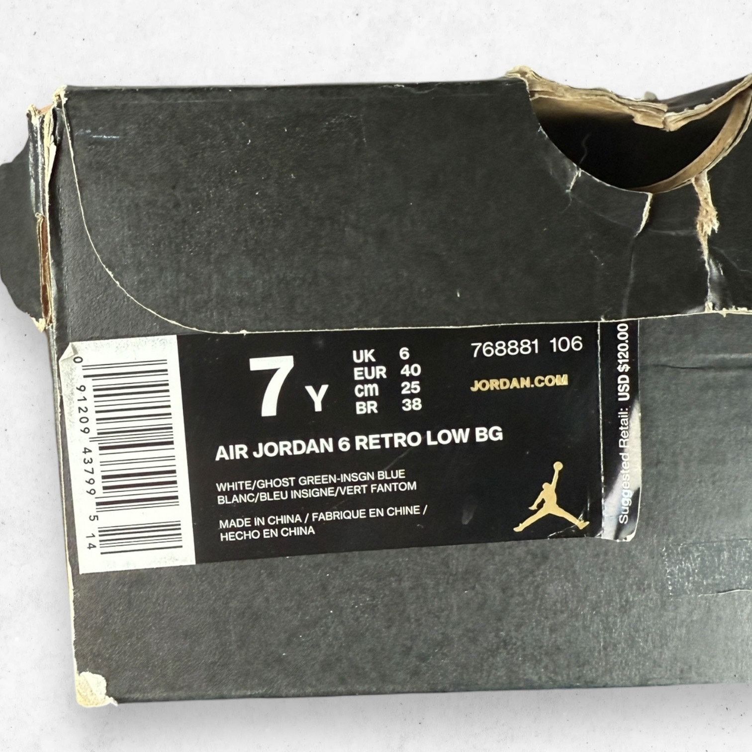 Jordan Brand Air Jordan 6 Retro Low BG 7Y White Insignia Blue Size US 7 / EU 40 - 4 Thumbnail