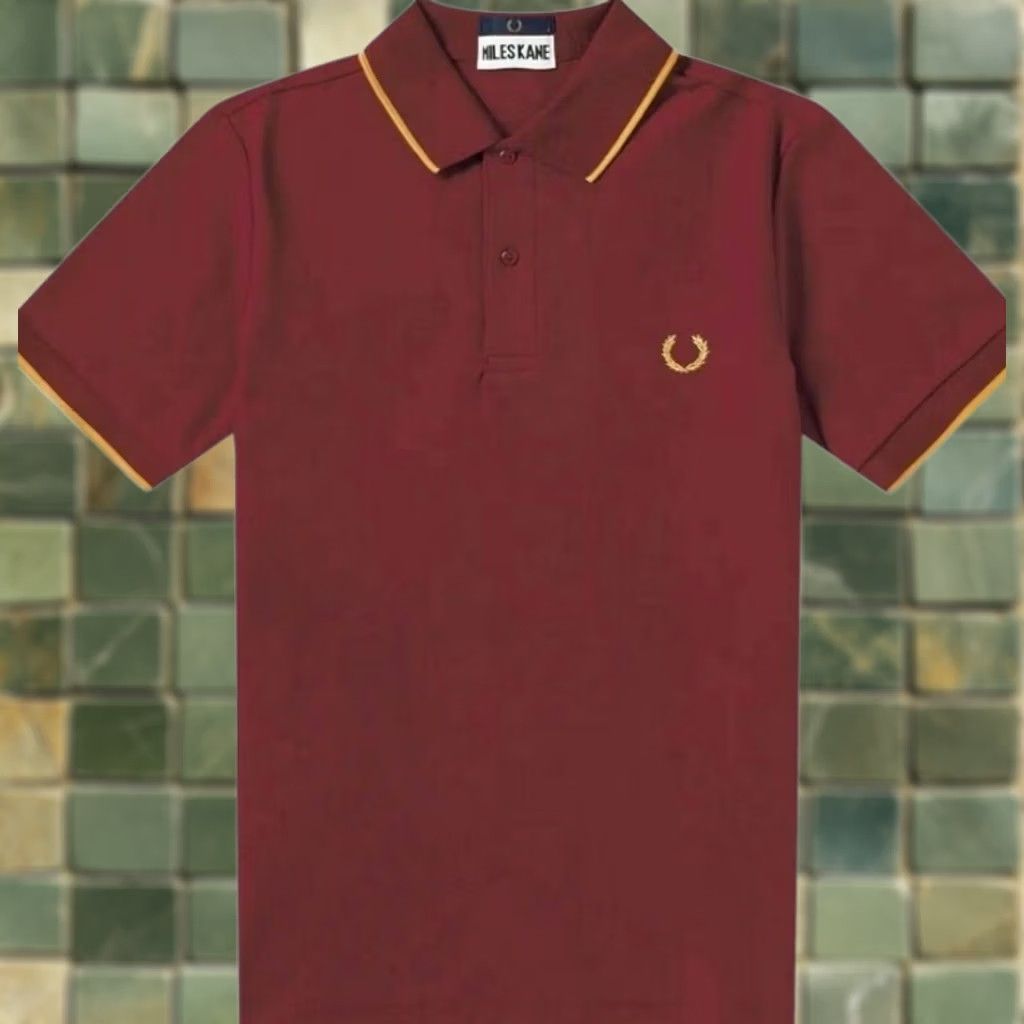 Fred Perry VINTAGE Fred Perry x Miles Kane Polo Tipped Pique Red Polo Shirt Men S Aubergine Size US S / EU 44-46 / 1 - 1 Thumbnail