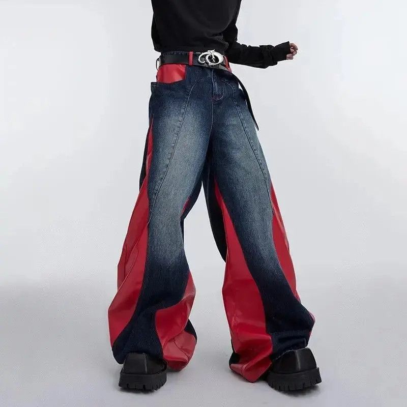 Japanese Brand Streetwear PU Leather Spliced Jeans Size US 32 / EU 48 - 5 Thumbnail
