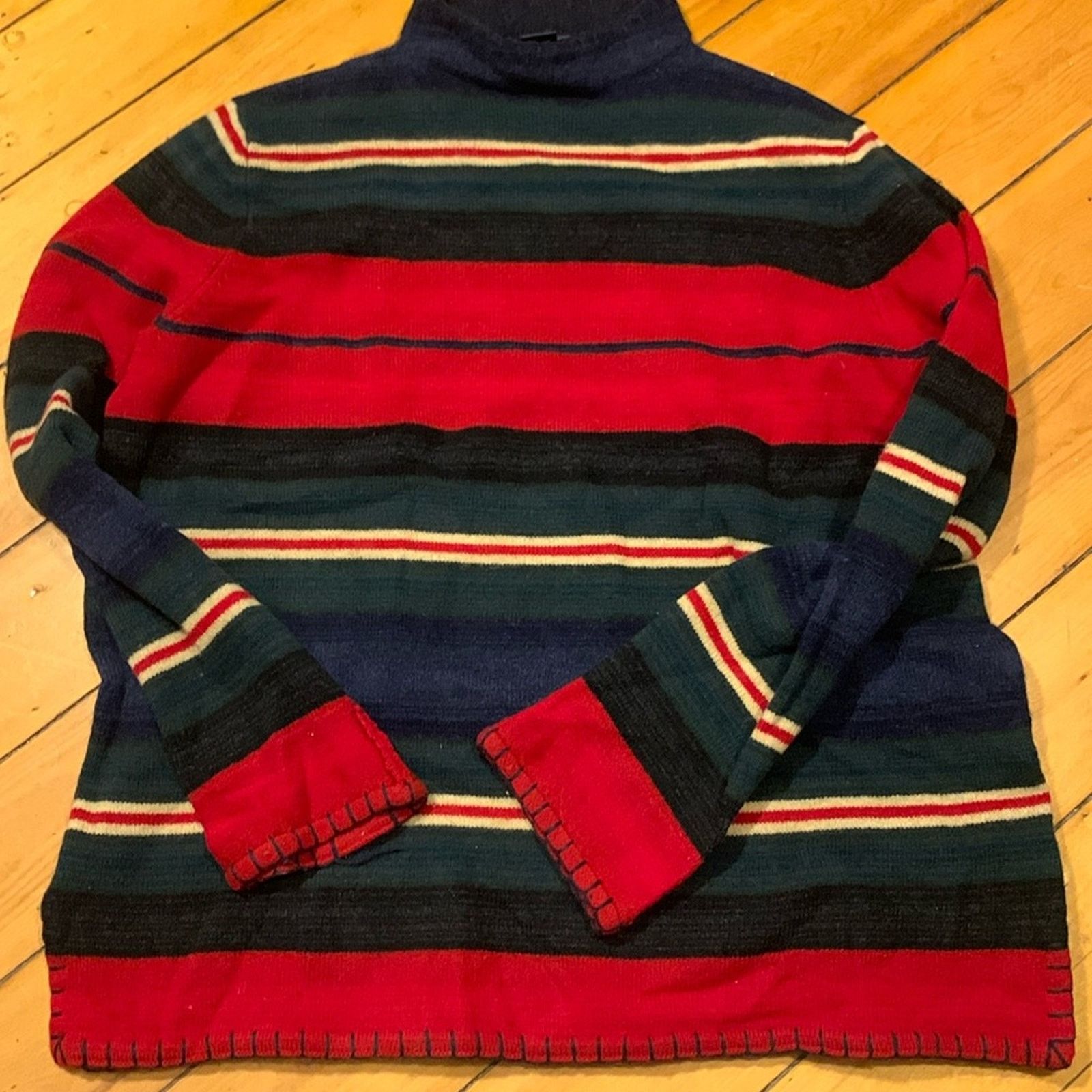 Lauren Ralph Lauren Ralph Lauren wool sweater blanket stripes western rugged Size L / US 10 / IT 46 - 5 Thumbnail