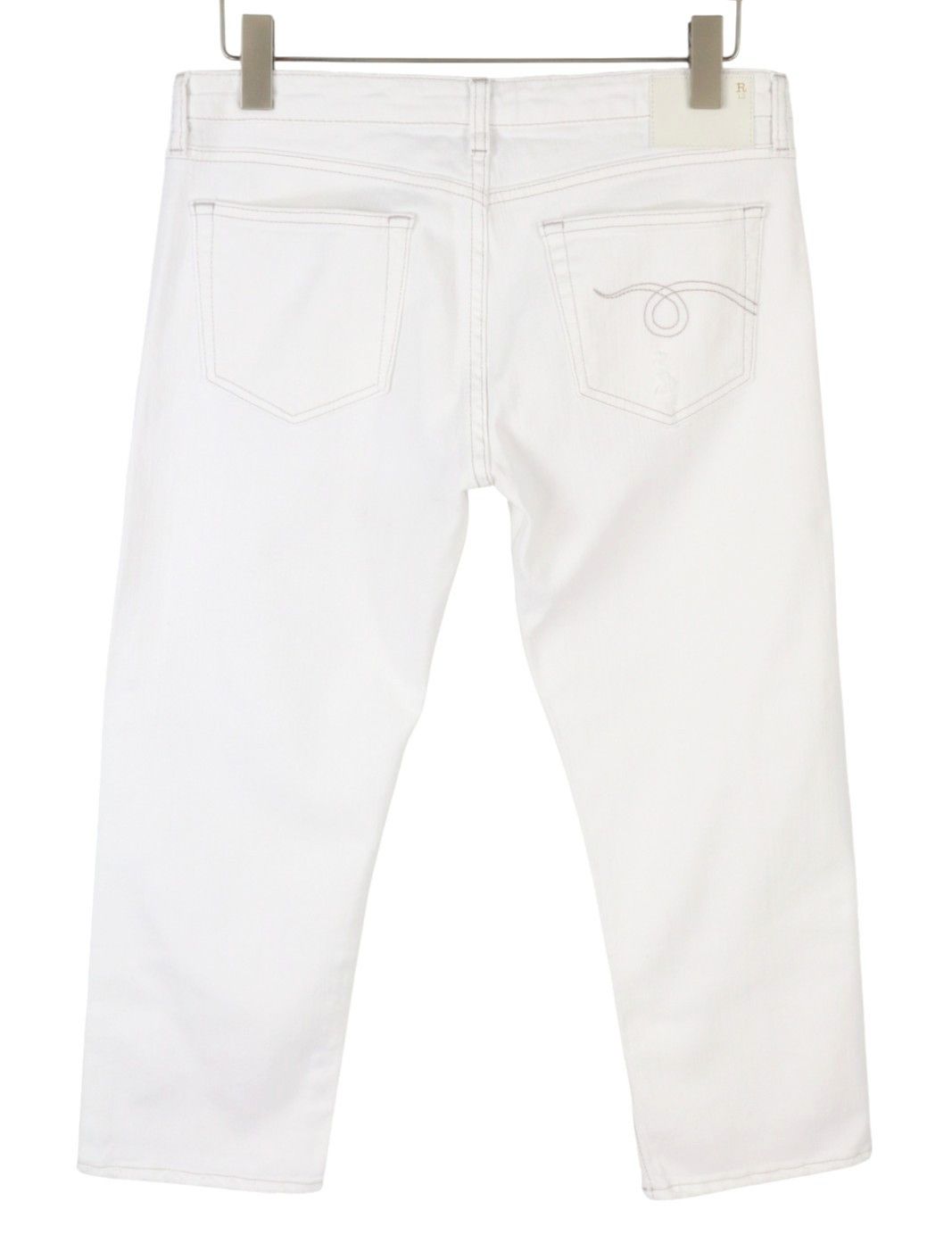 R13 BOY STRAIGHT 29 Bale White Cropped Ankle Zip Jeans 87161 Size 29" - 4 Thumbnail