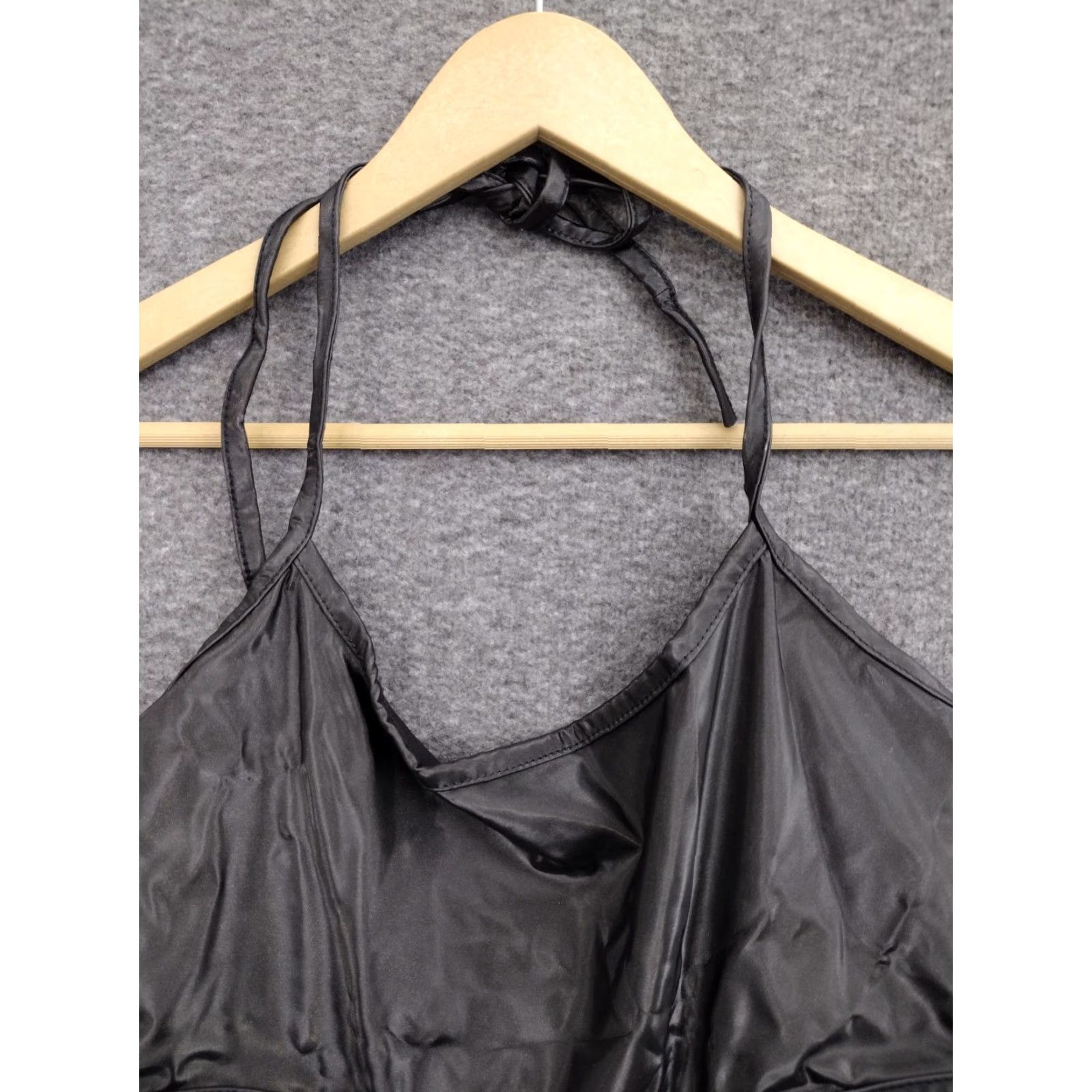 Vintage Codigo Women's One Piece Black Faux Leather Cut Out Sides Swimsuit Size L Size ONE SIZE - 3 Thumbnail