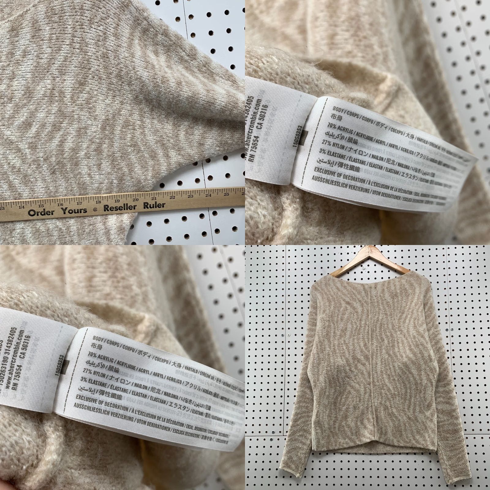 Abercrombie & Fitch Abercrombie & Fitch Sweater Womens Medium Beige Animal Striped Pullover 21X24 Size M / US 6-8 / IT 42-44 - 9 Thumbnail