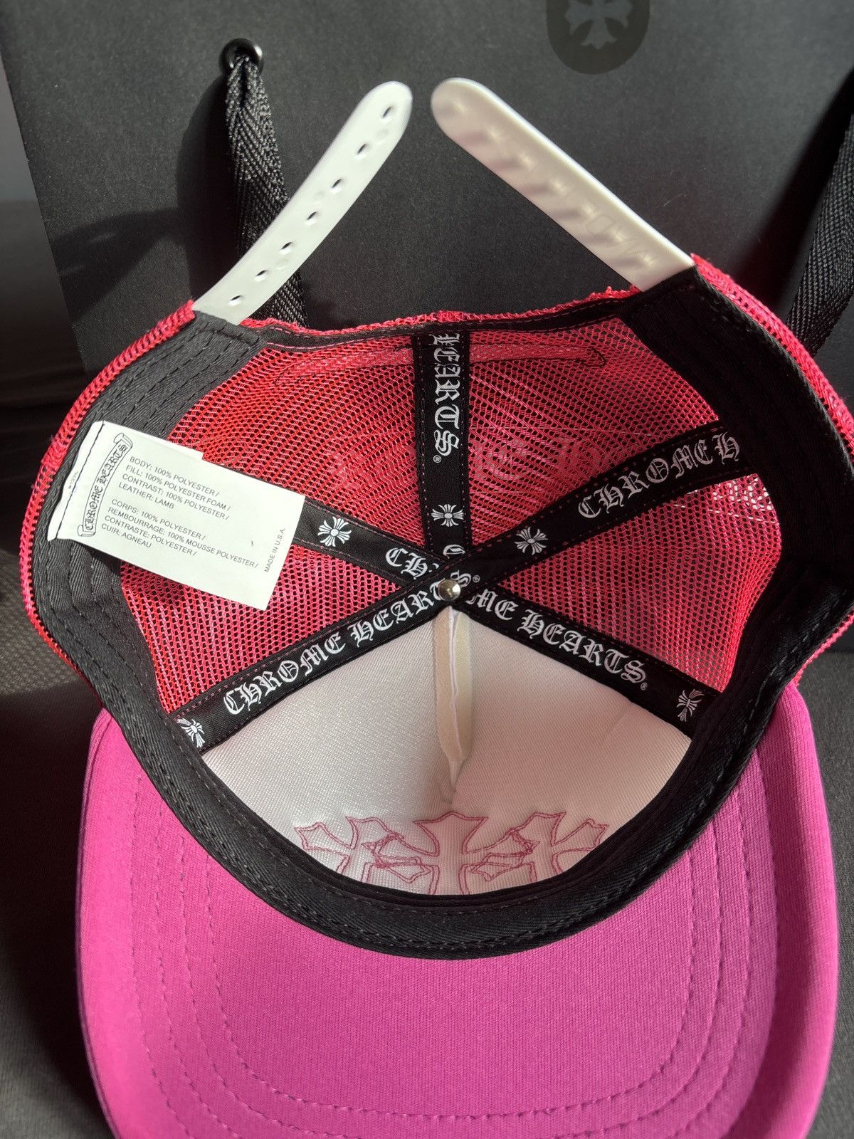 Chrome Hearts Trucker Cap Triple cemetry cross neon pink Size ONE SIZE - 4 Thumbnail