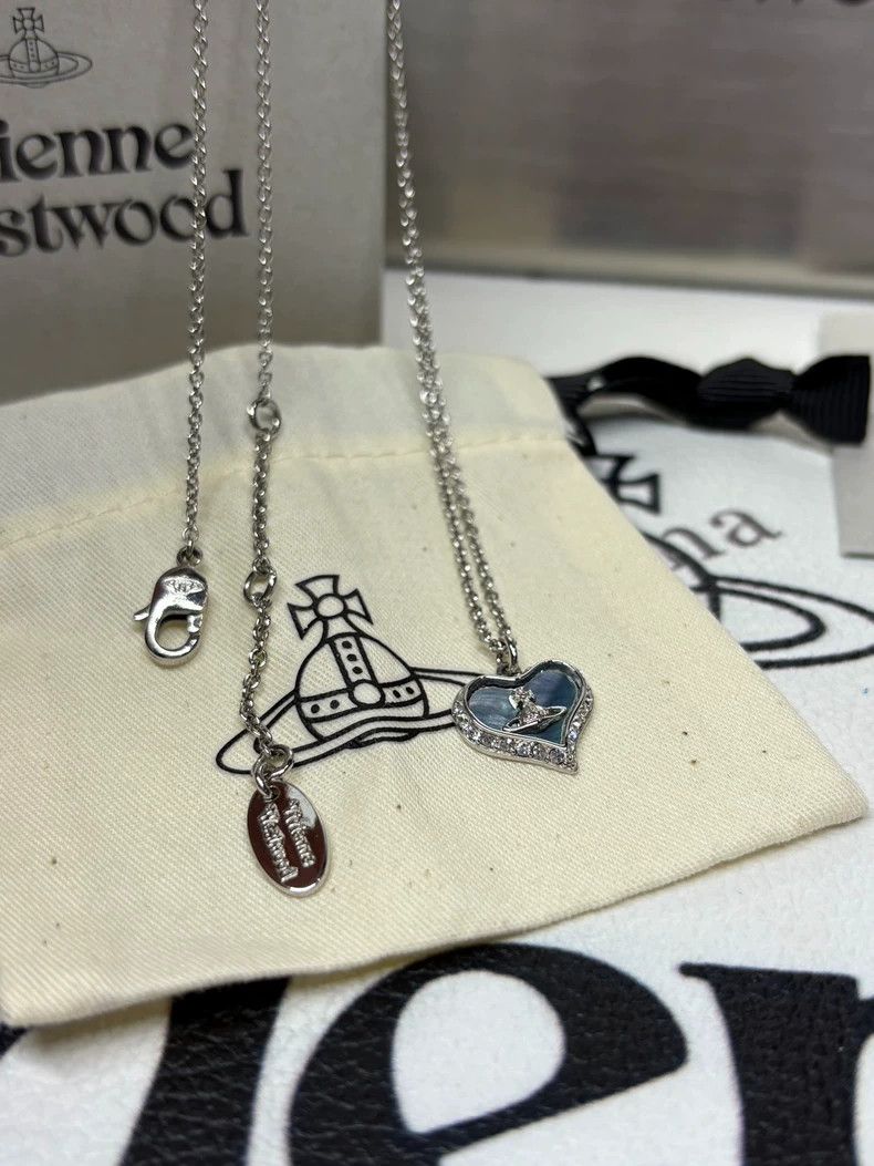 Vivienne Westwood Vivienne Westwood Blue and purple fritillary heart necklac Size ONE SIZE - 6 Thumbnail