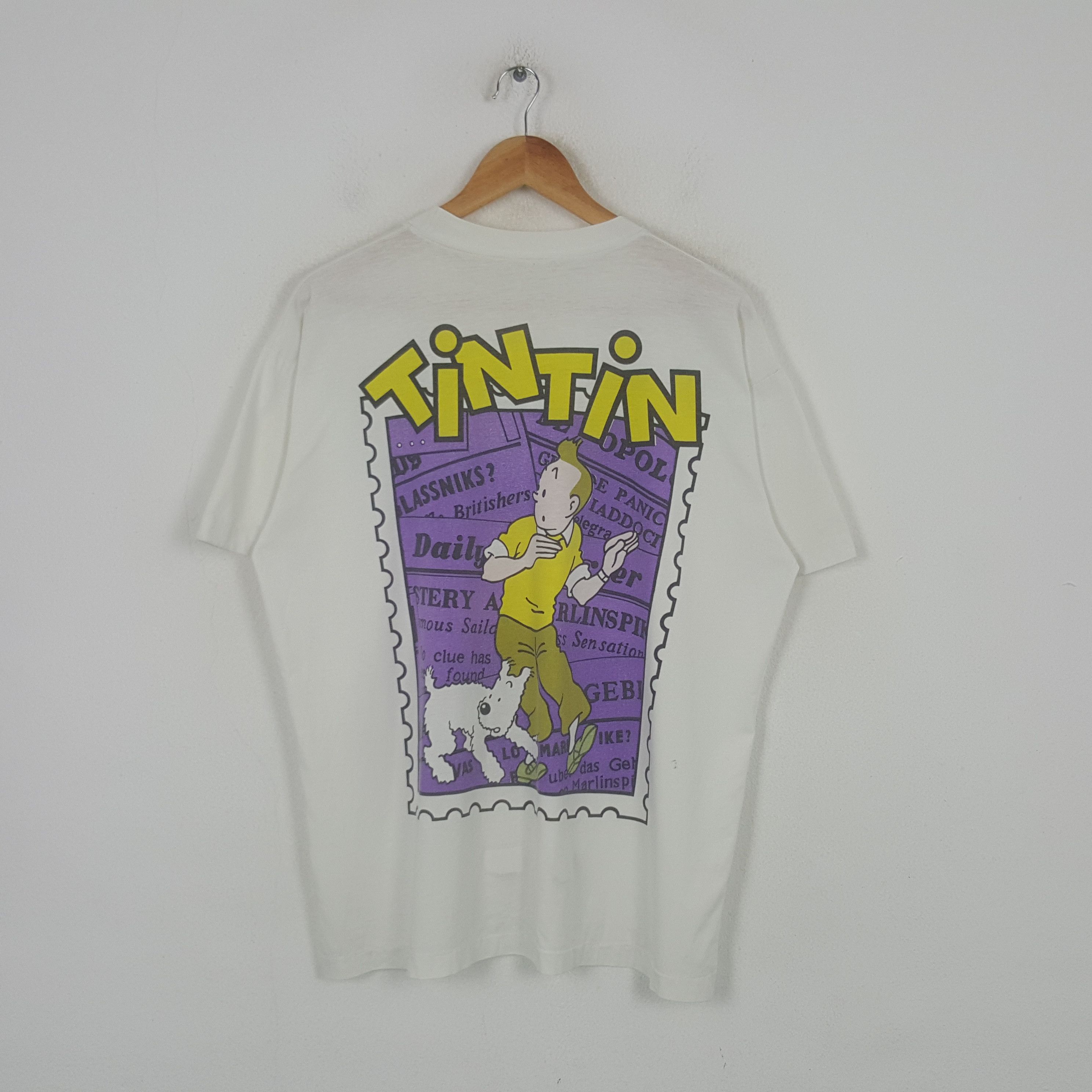Vintage Vintage Tintin American Cartoon Movie Tshirt C294N75 Size US XL / EU 56 / 4 - 3 Thumbnail