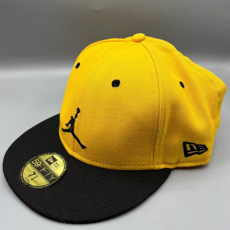 New Era Air Jordan Hat Men Yellow 59Fifty New Era Hat Fitted Cap Size ONE SIZE - 2 Thumbnail