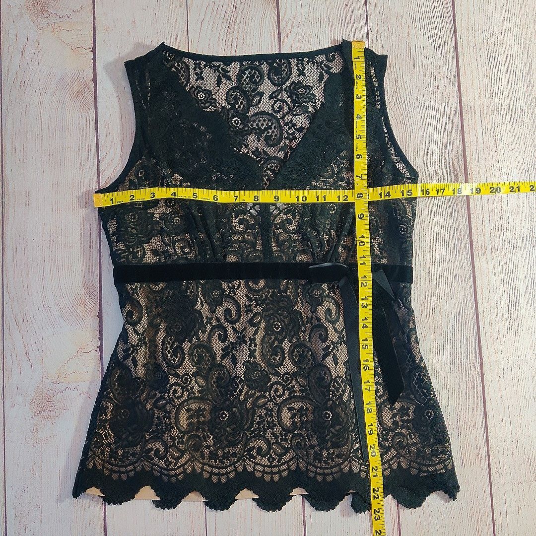 Loft lace overlay sleeveless scallop hem top sz 2 Size XS / US 0-2 / IT 36-38 - 6 Thumbnail
