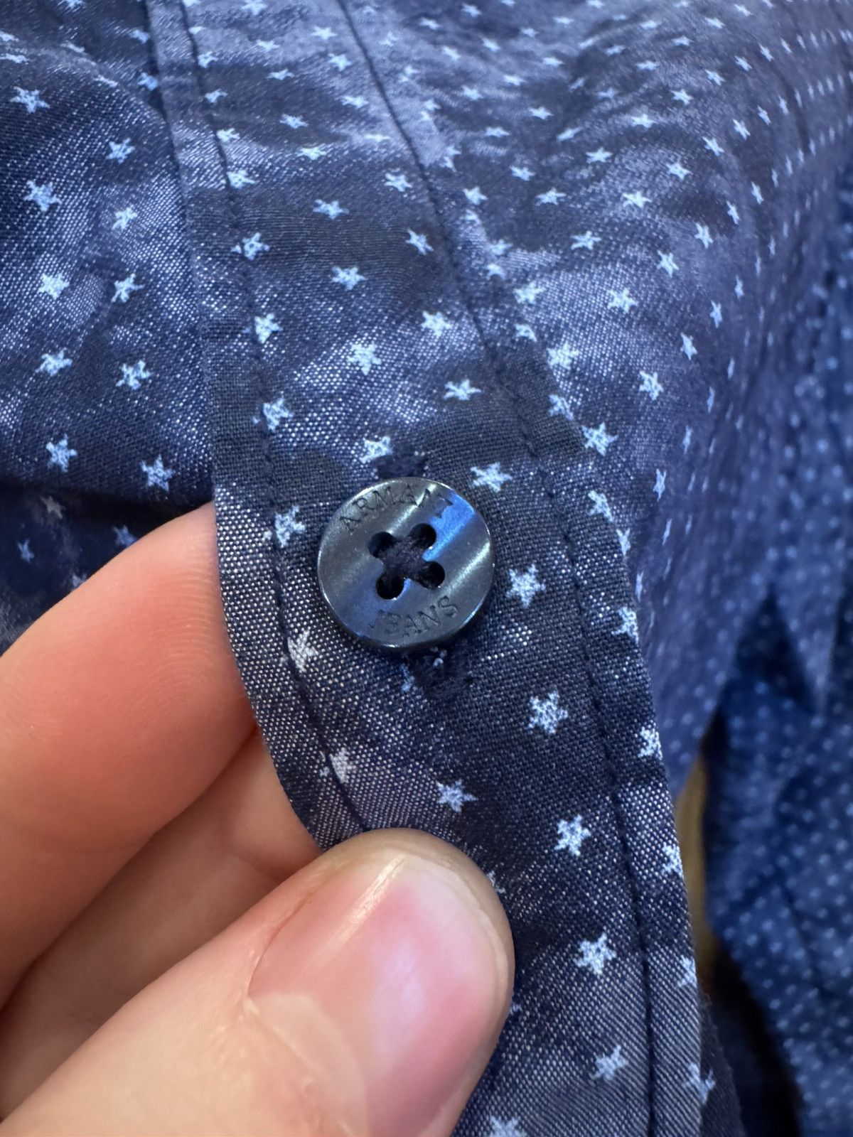Armani Armani Jeans Star Print Clouds Dye Shirt Blue Vintage Size US XL / EU 56 / 4 - 4 Thumbnail