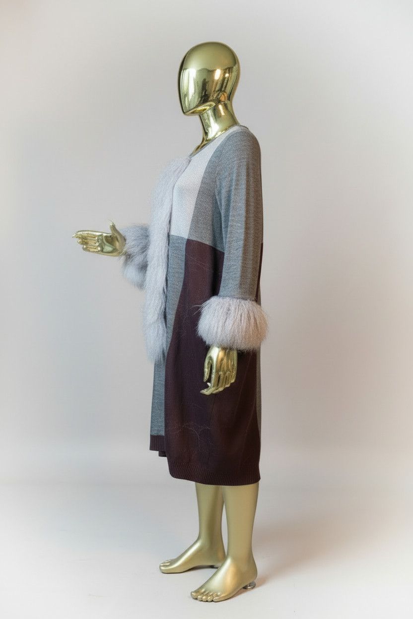 Other Custom-made Long sweater (wool) with real Mongolian fur Size US L / EU 52-54 / 3 - 3 Thumbnail