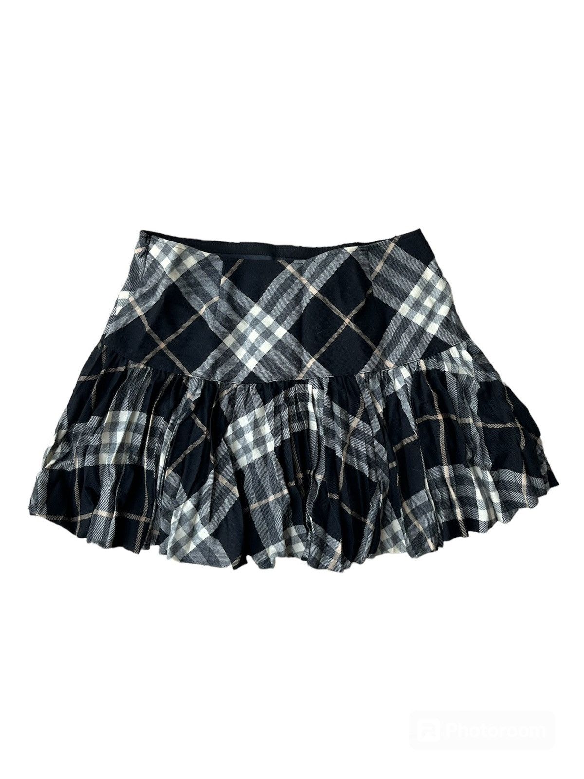 Burberry Blue Label Nova Plaid Flare Mini Skirt Size 38 