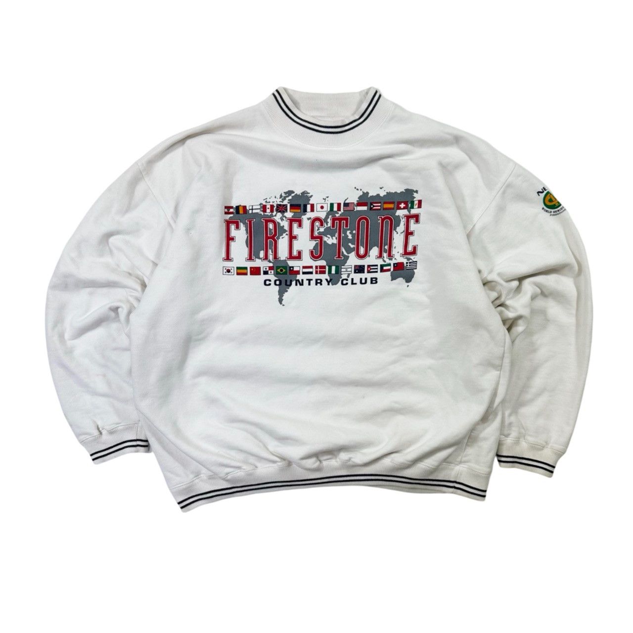 Vintage Vintage 90s Firestone Country Club Collared Graphic Sweater Size US XL / EU 56 / 4 - 1 Thumbnail