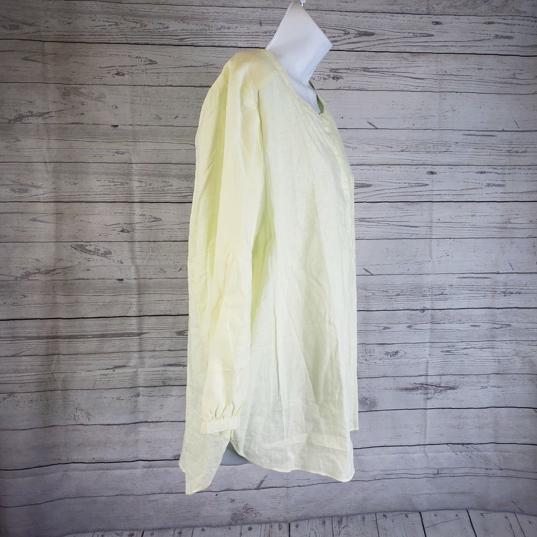 NYDJ NYDJ Womens Popover Top XL Solid Yellow Linen Blend 3/4 Sleeve Shirt Womens XL Yellow Linen Blend Popover Top Size XL / US 12-14 / IT 48-50 - 2 Thumbnail