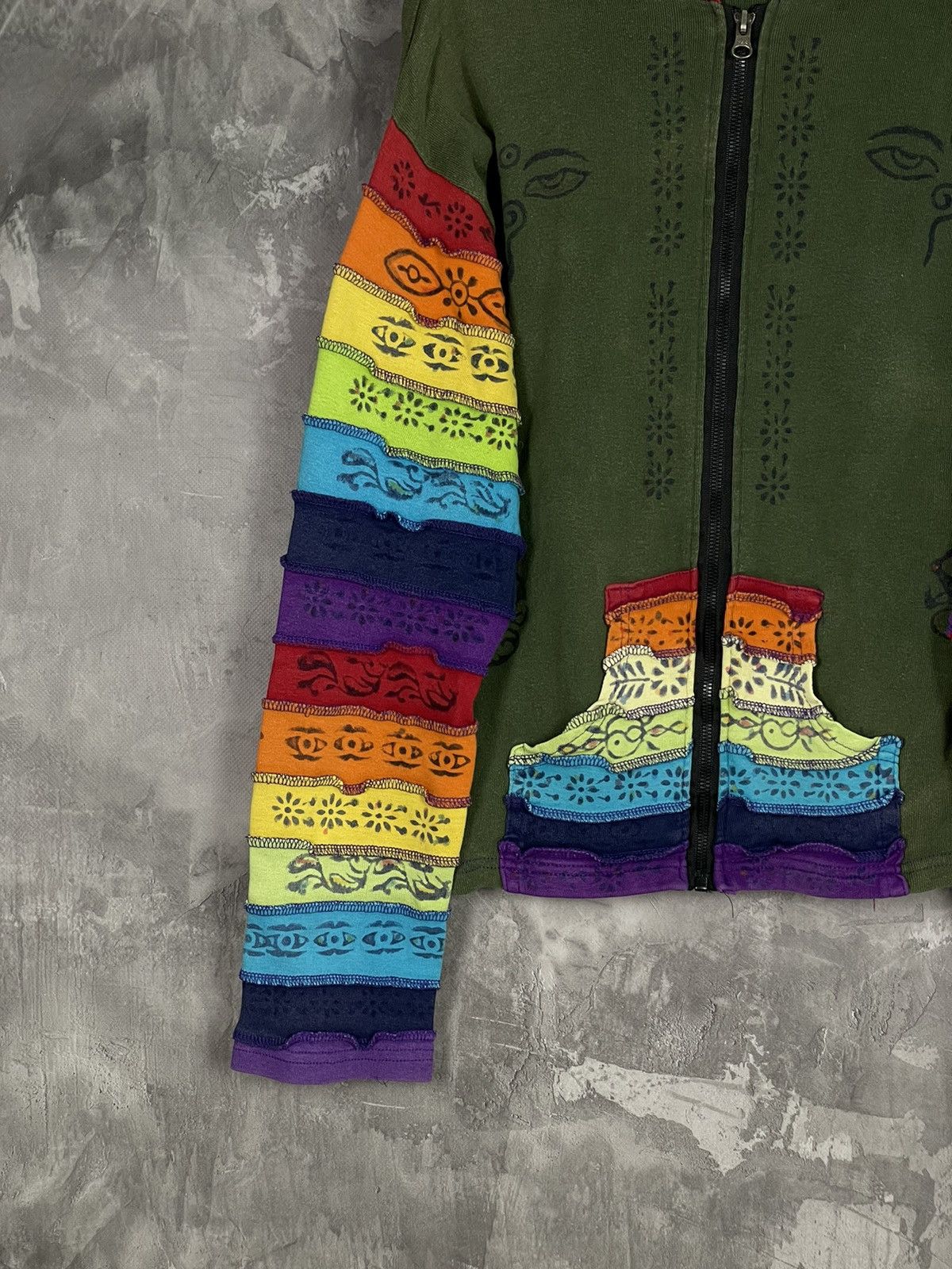 Japanese Brand × Vintage Y2K Nepal Fantasy Zip Up Hoodie Patchwork vintage 90s Size L / US 10 / IT 46 - 5 Thumbnail