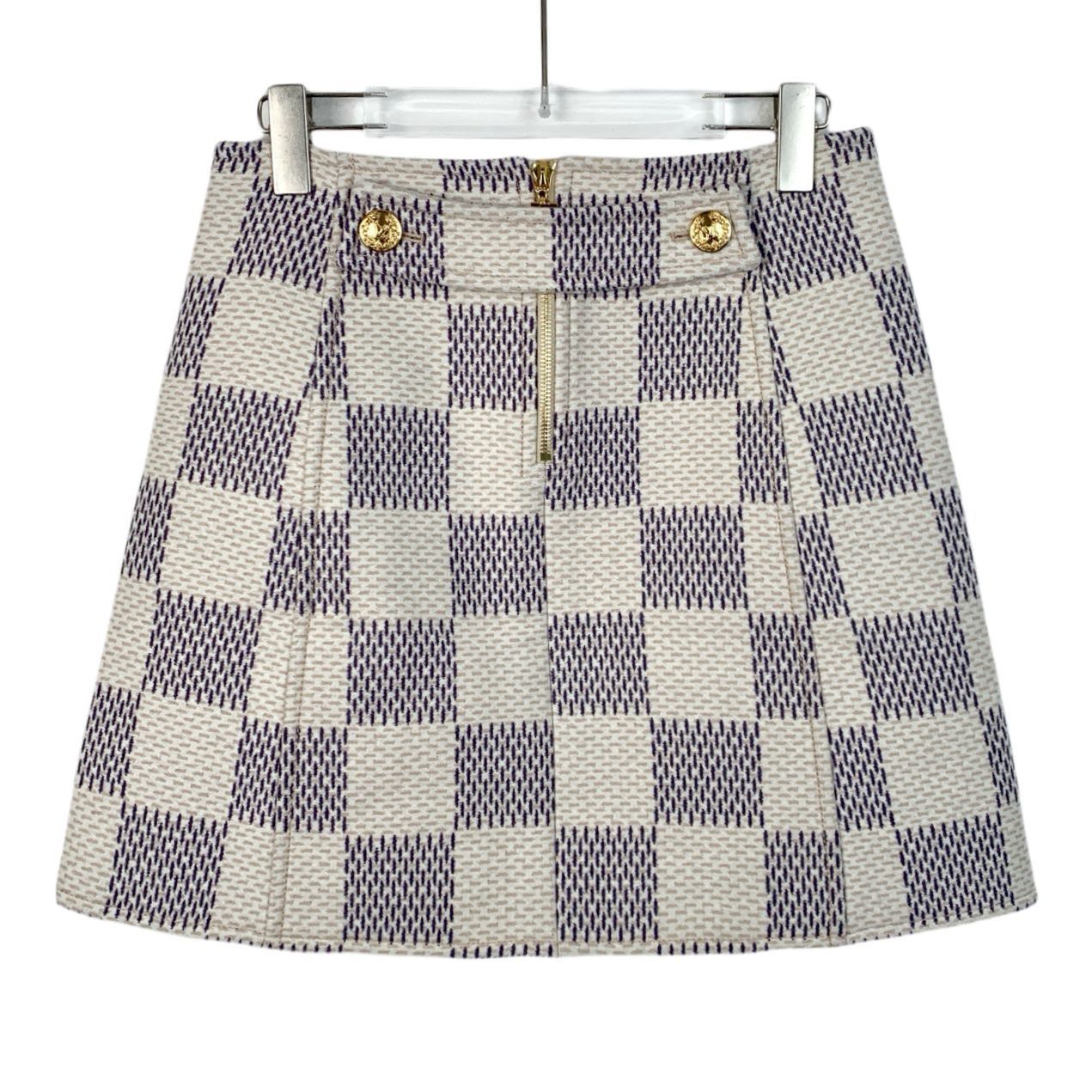 Louis Vuitton Louis Vuitton Paris Checkerboard Wool Skirt Size 36 Beige & Size 36" / US 14 / IT 50 - 1 Thumbnail