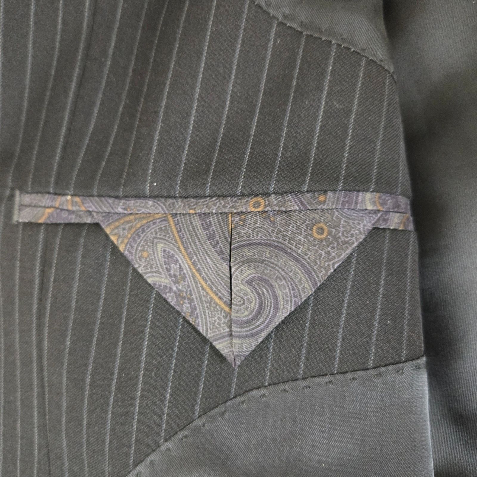 Lauren Ralph Lauren Y2K LRL Black Pinstripe Wool Suit Jacket Size 48 Size 48R - 11 Thumbnail