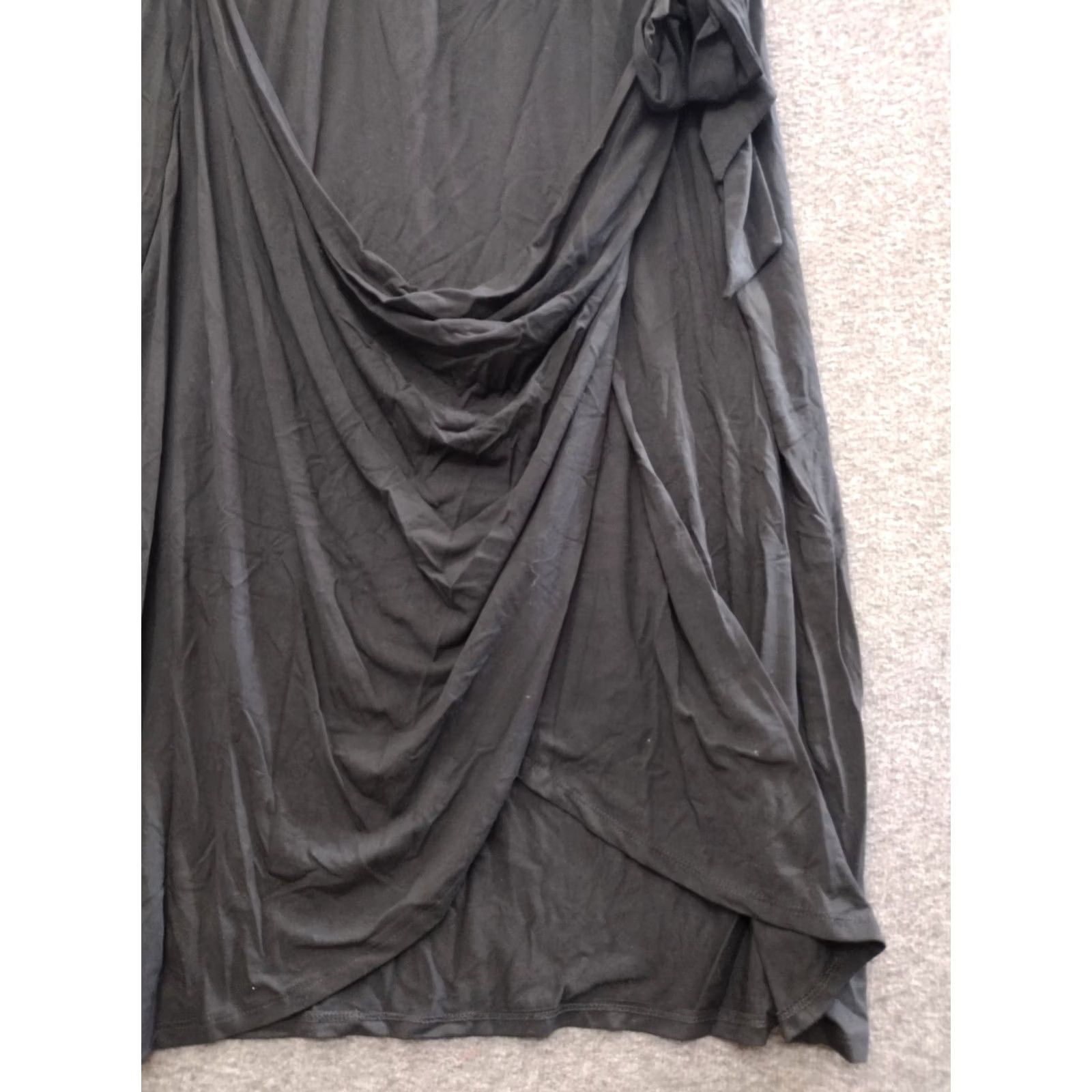 Vintage Ava & Viv Wrap Dress Women's Black 2X Casual Short Sleeve Round Neck Pullover Plus Size Long Dress Wrap Accents Blended Fabric Solid Size XXL / US 16-18 / IT 52-54 - 5 Thumbnail