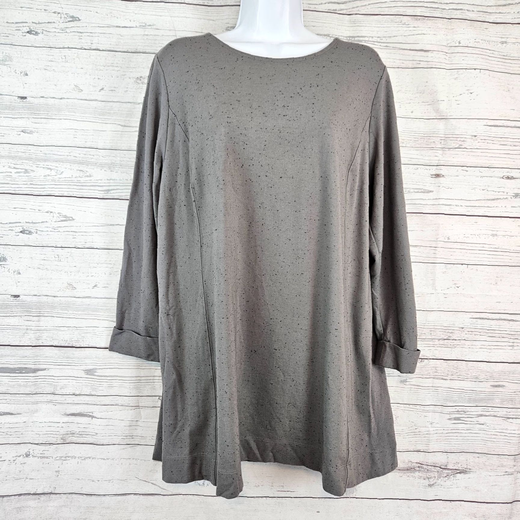 J. Jill J. Jill Womens Top Blouse Long Sleeve Rayon Blend Gray Speckled L Size L / US 10 / IT 46 - 2 Thumbnail