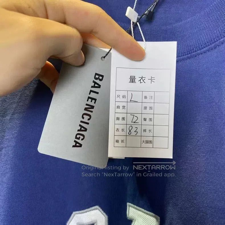 Balenciaga Balenciaga GAY lettering embroidery blue short sleeve, siz Size US L / EU 52-54 / 3 - 5 Thumbnail