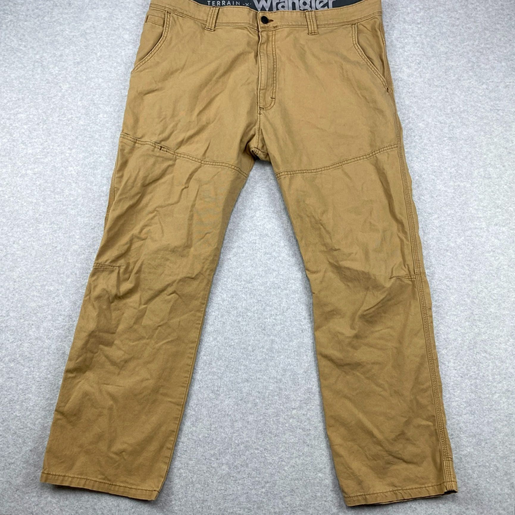 Wrangler Wrangler ATG Pants Mens 40 Tan Canvas Stretch Straight 5-Pocket Utility Belt Loops Zipper Regular Fit Size US 40 / EU 56 - 2 Thumbnail